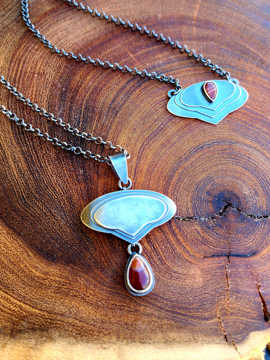 Two classic styles with my silver Echeveria Pendants and Carnelian