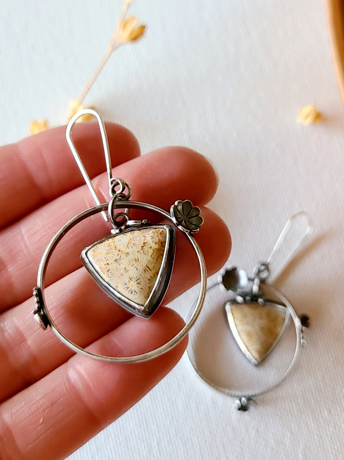 Wild garden Triangle Hoop Earrings