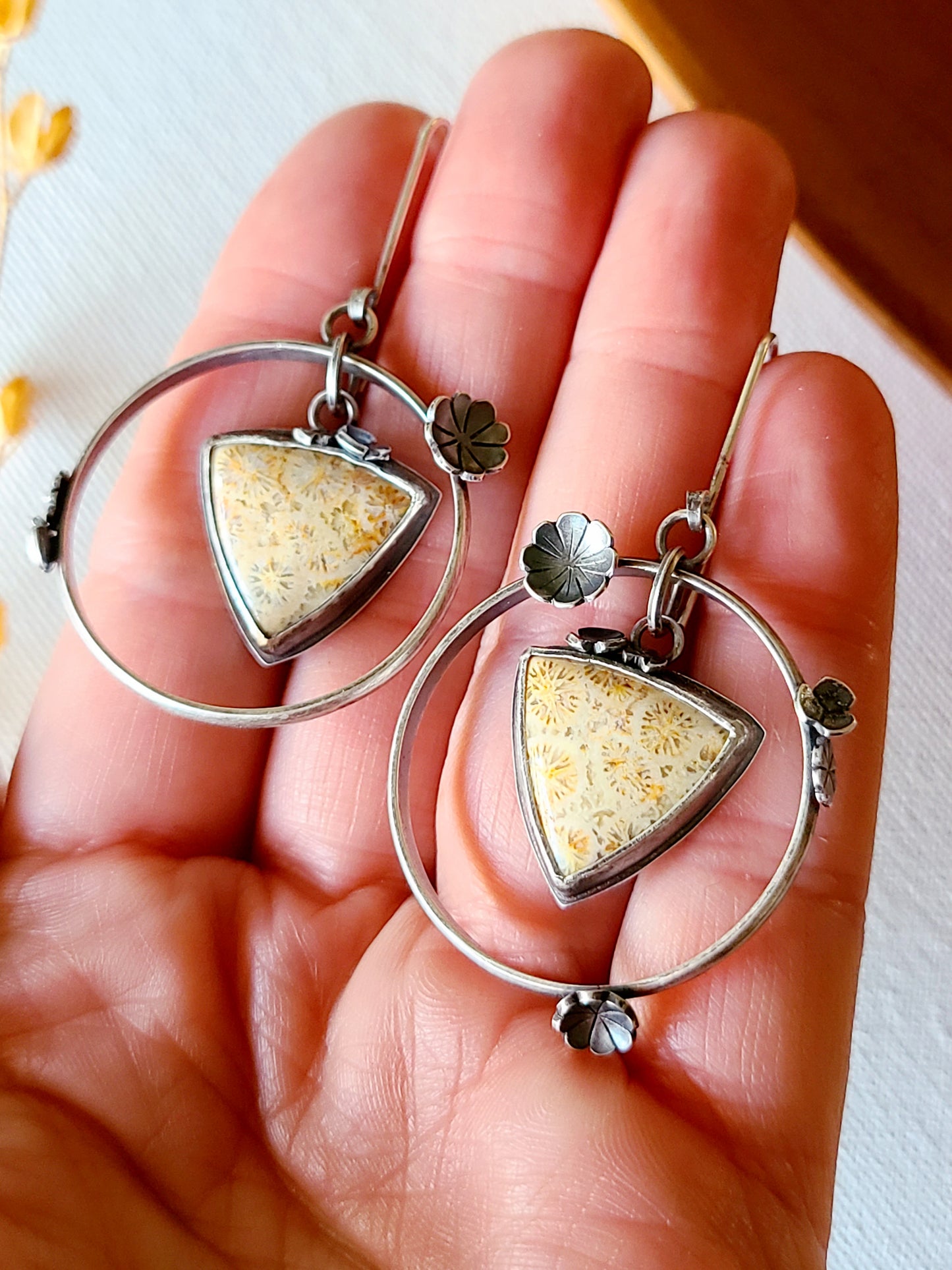 Wild garden Triangle Hoop Earrings