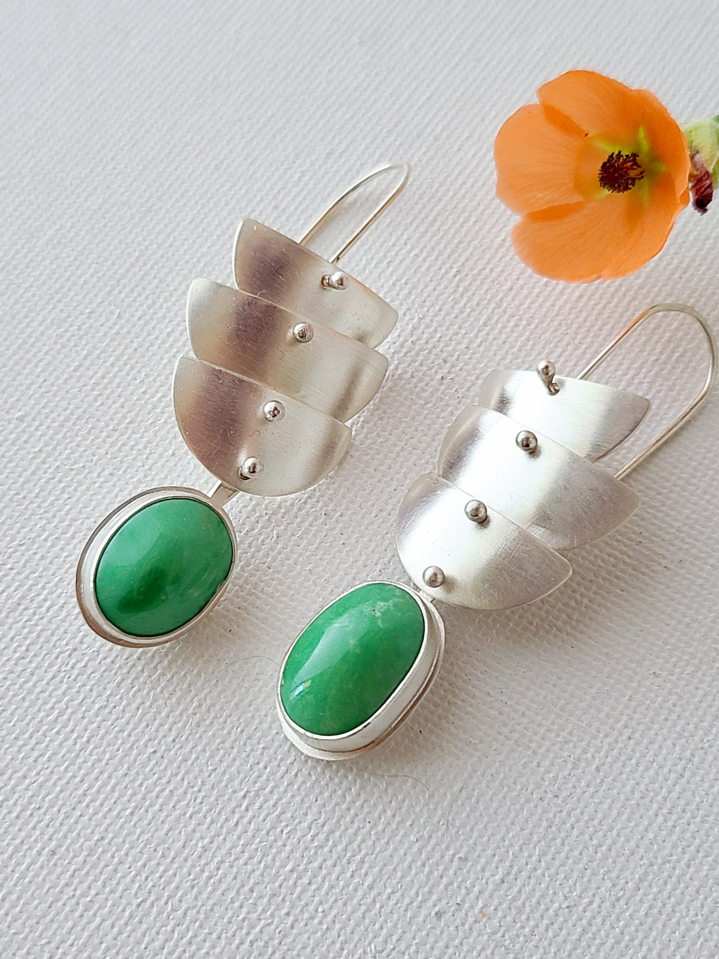 Fountain earrings with variscite