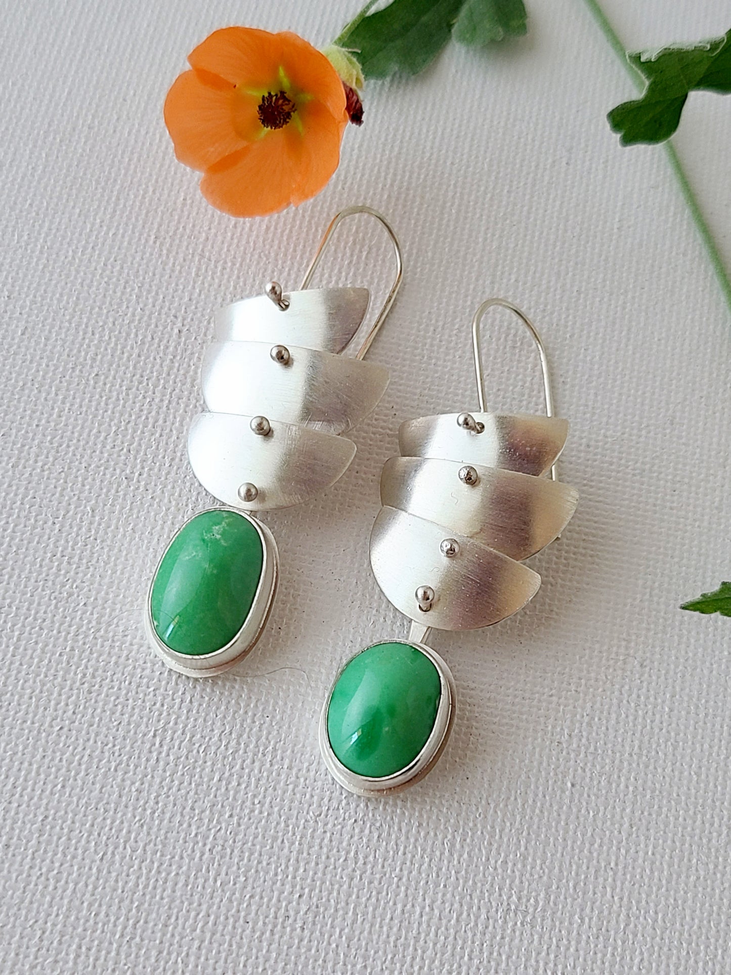 Fountain earrings with variscite