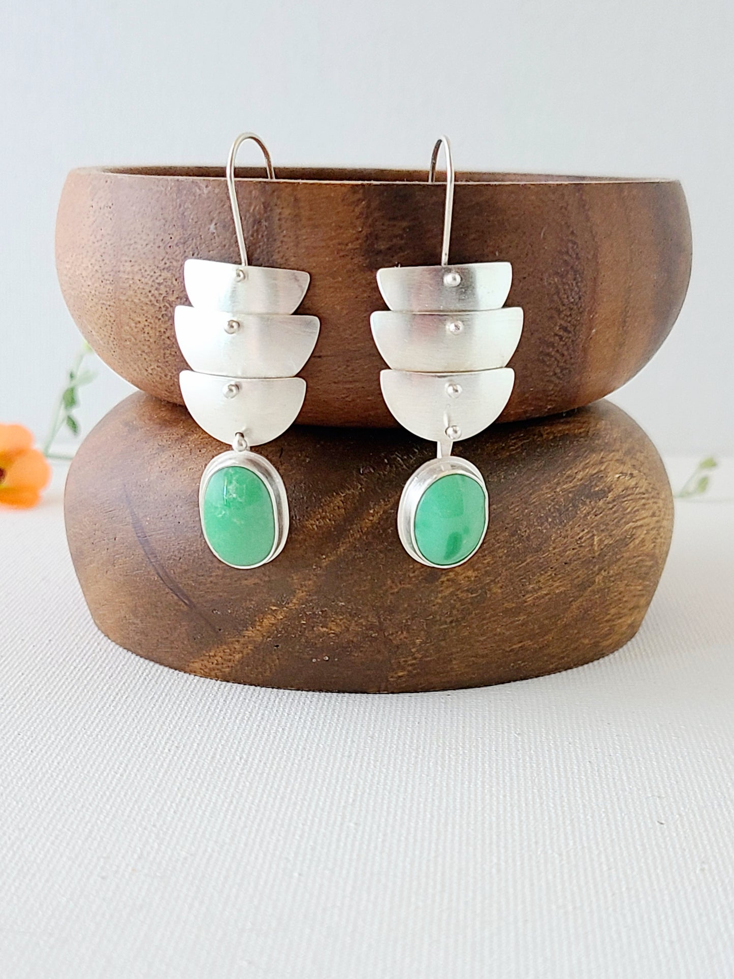Fountain earrings with variscite