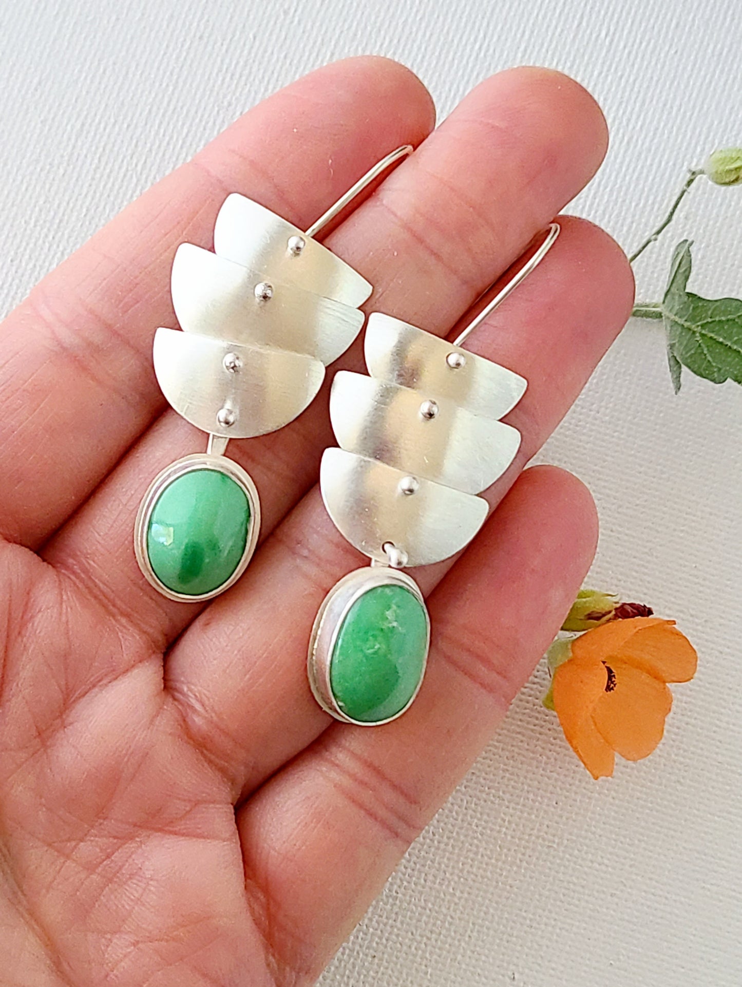 Fountain earrings with variscite