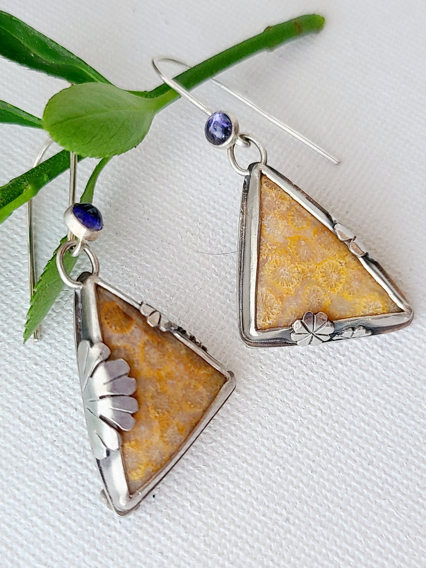 Wild Garden Fossil Flower earrings-small triangles