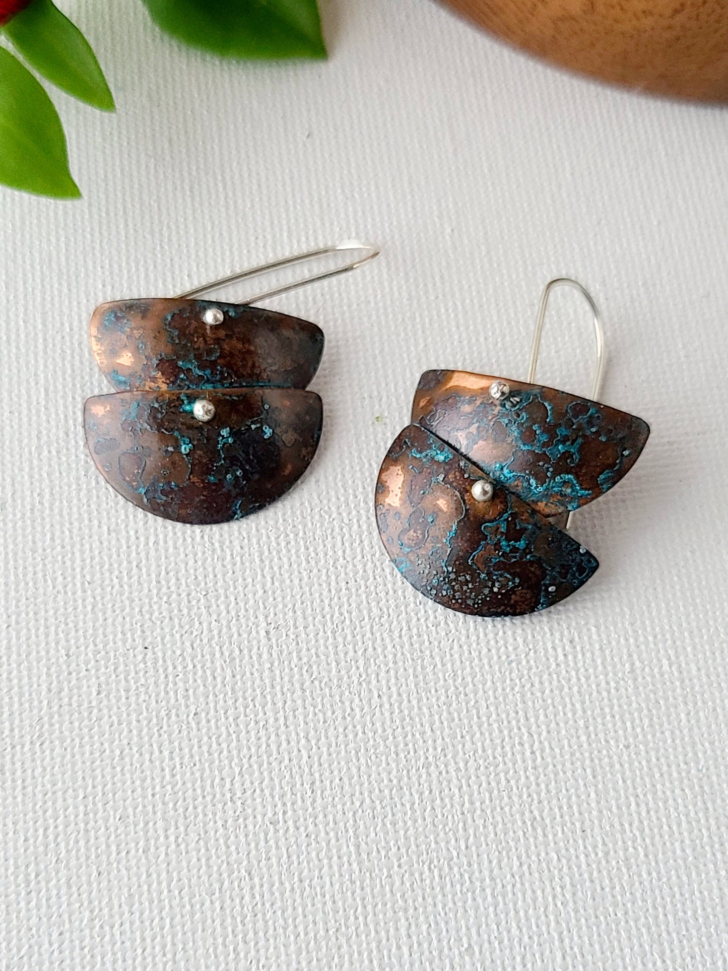 Cascade Copper Verdigris Earrings-2, 3, and 4 Tiers