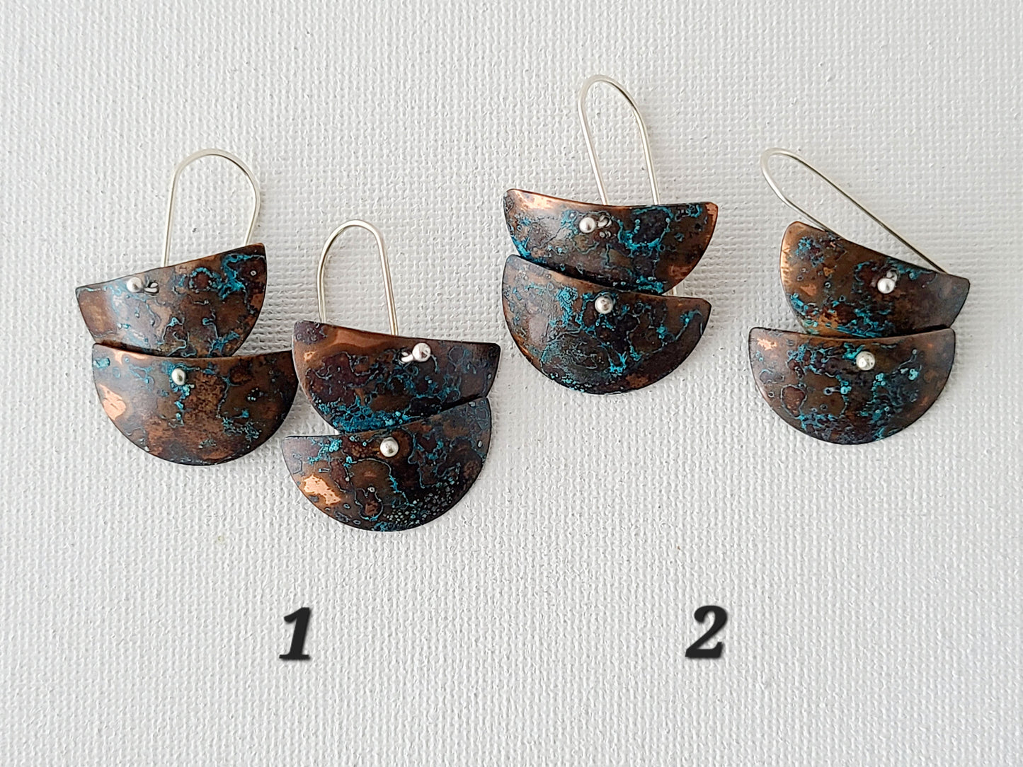 Copper Verdigris Cascade Earrings-2 Tier