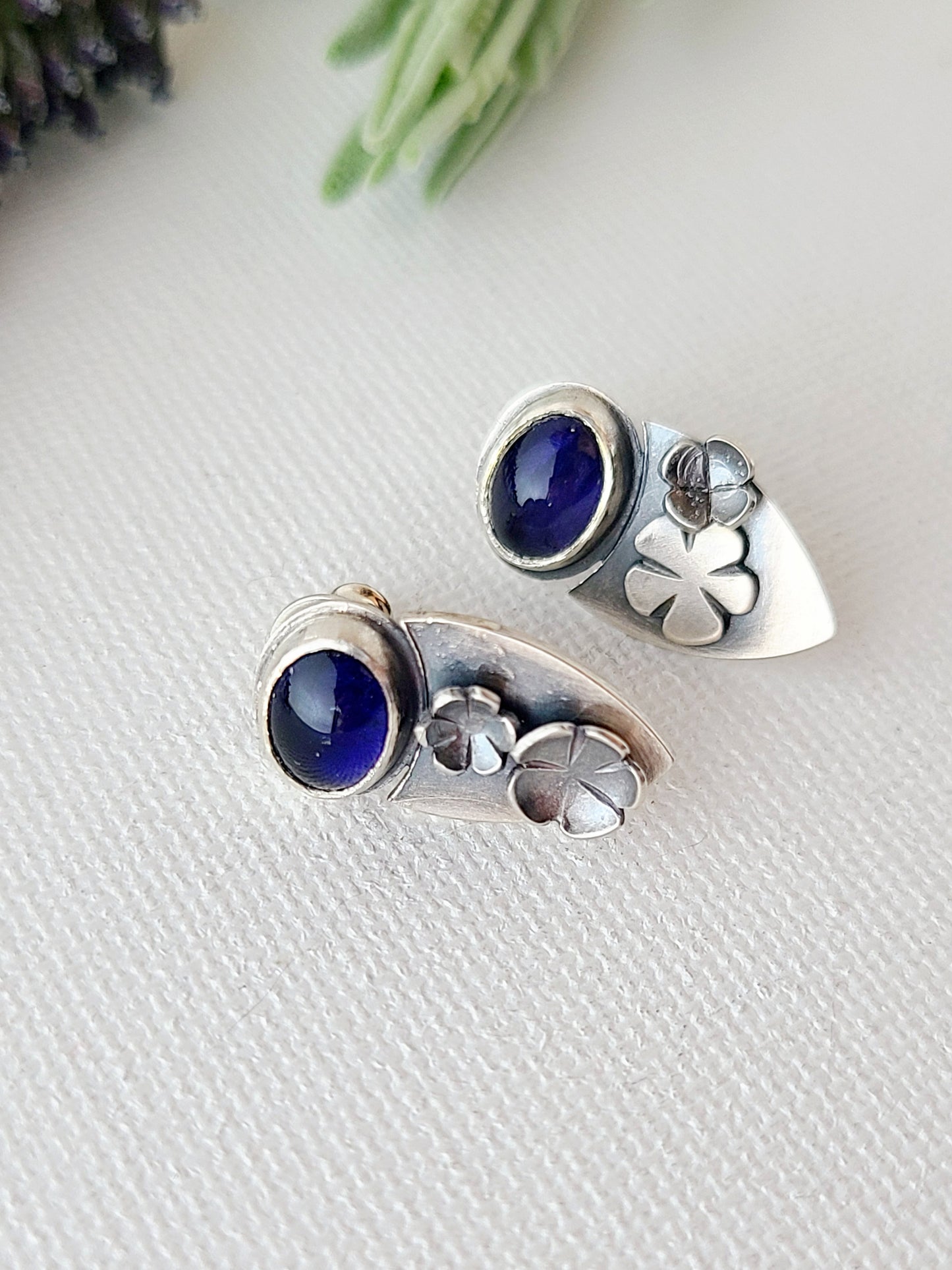 Blossom Studs - Iolite shields