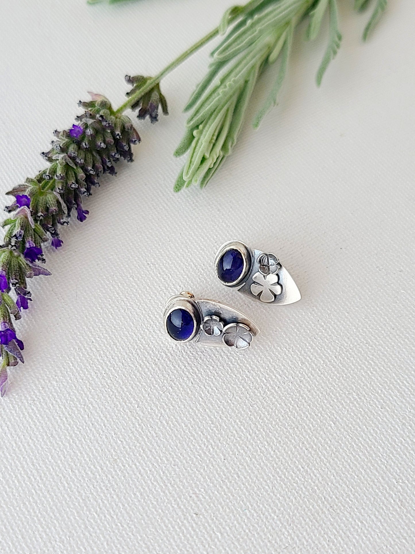 Blossom Studs - Iolite shields