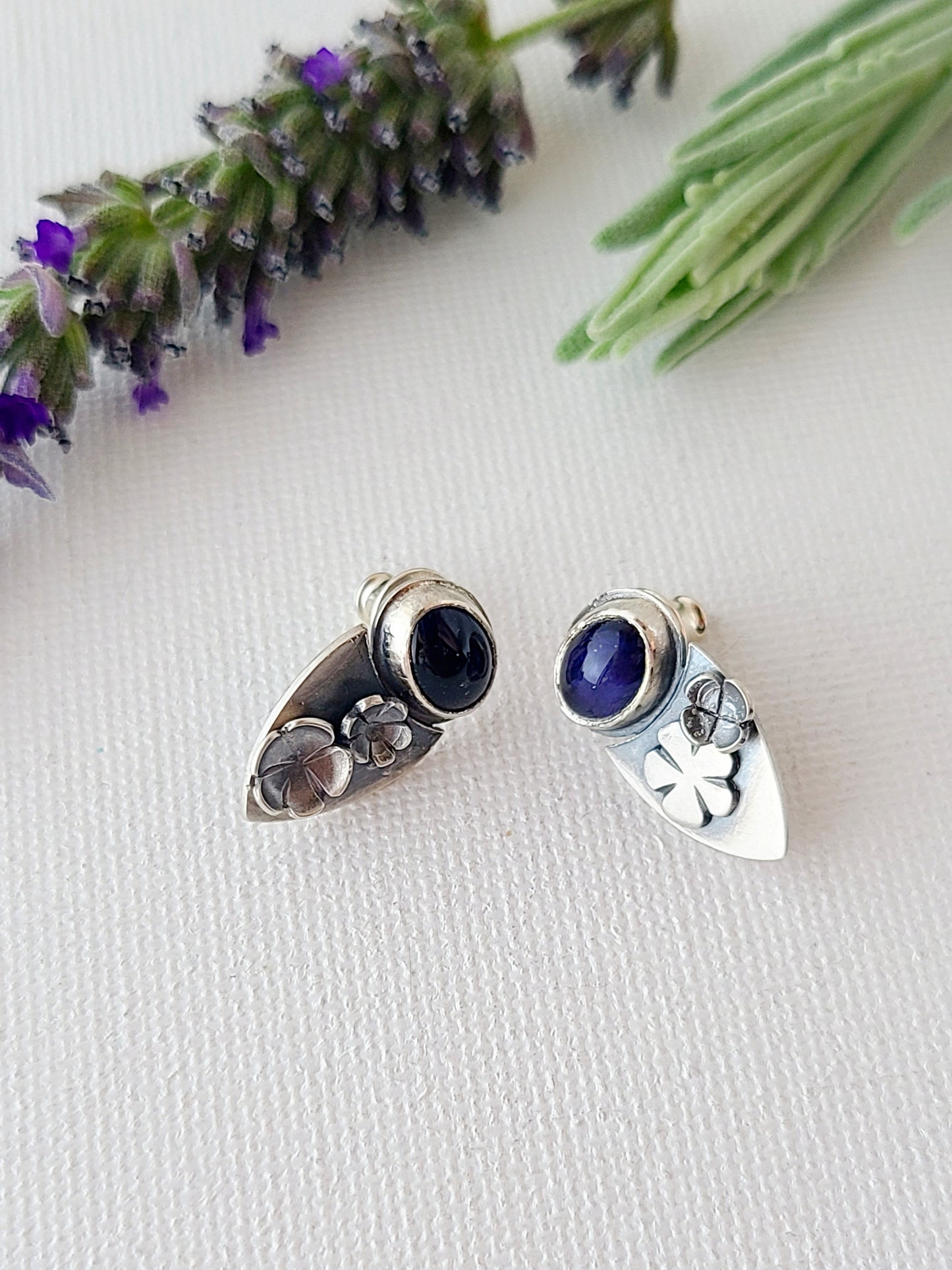 Blossom Studs - Iolite shields