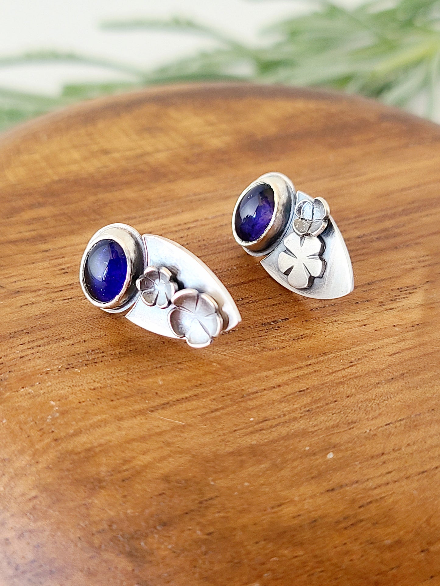 Blossom Studs - Iolite shields