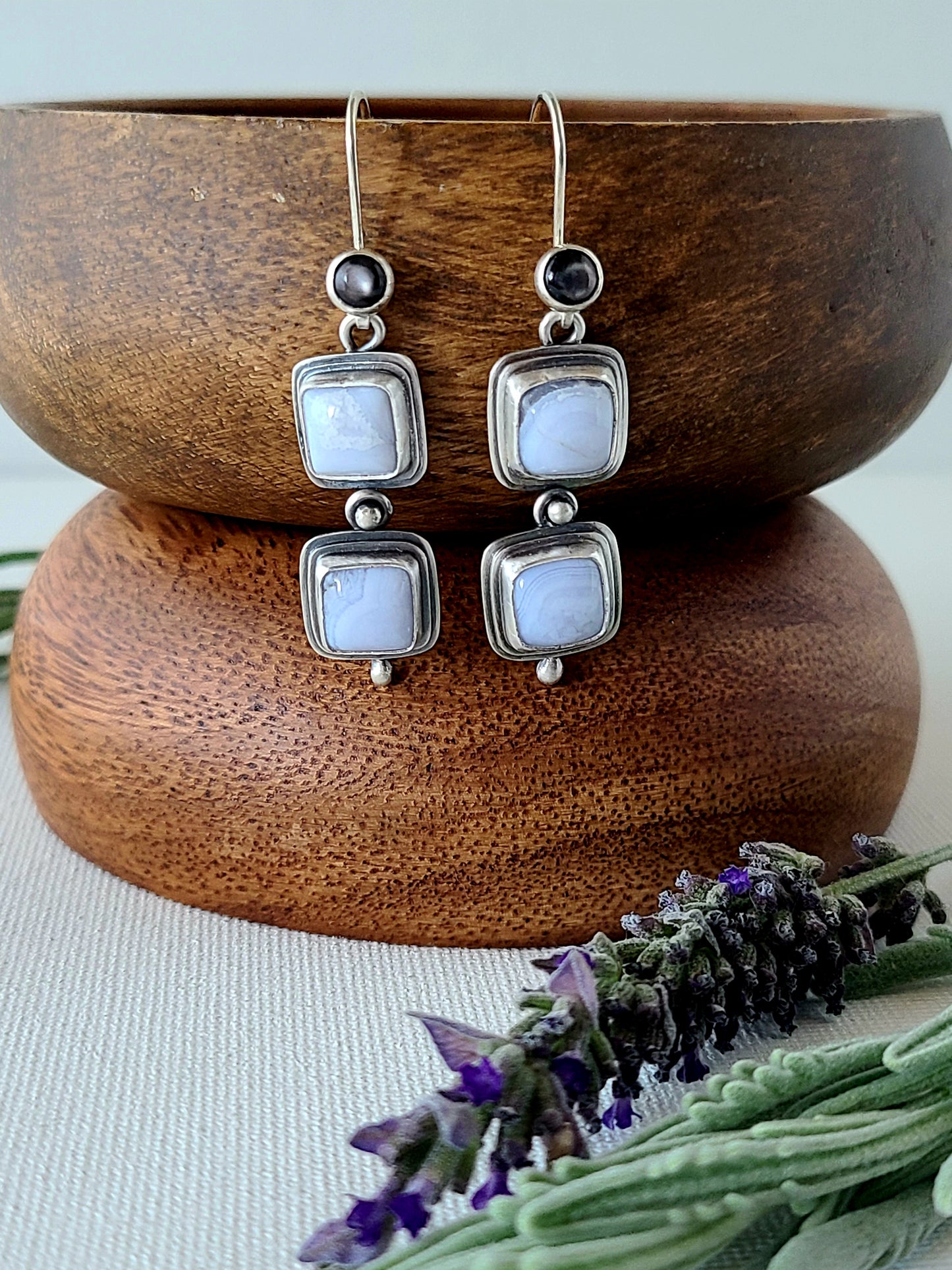Blue Mist: Two Drop Dangle Earrings