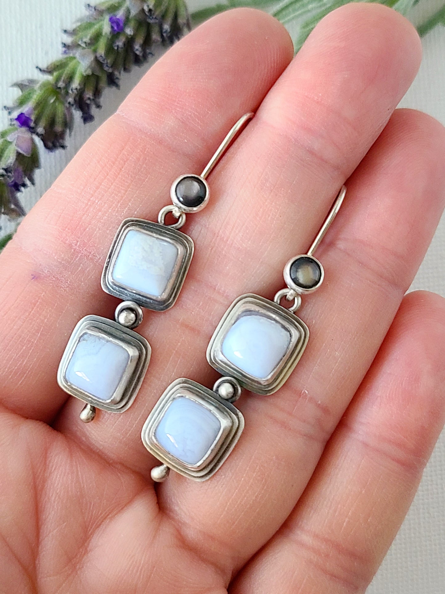 Blue Mist: Two Drop Dangle Earrings