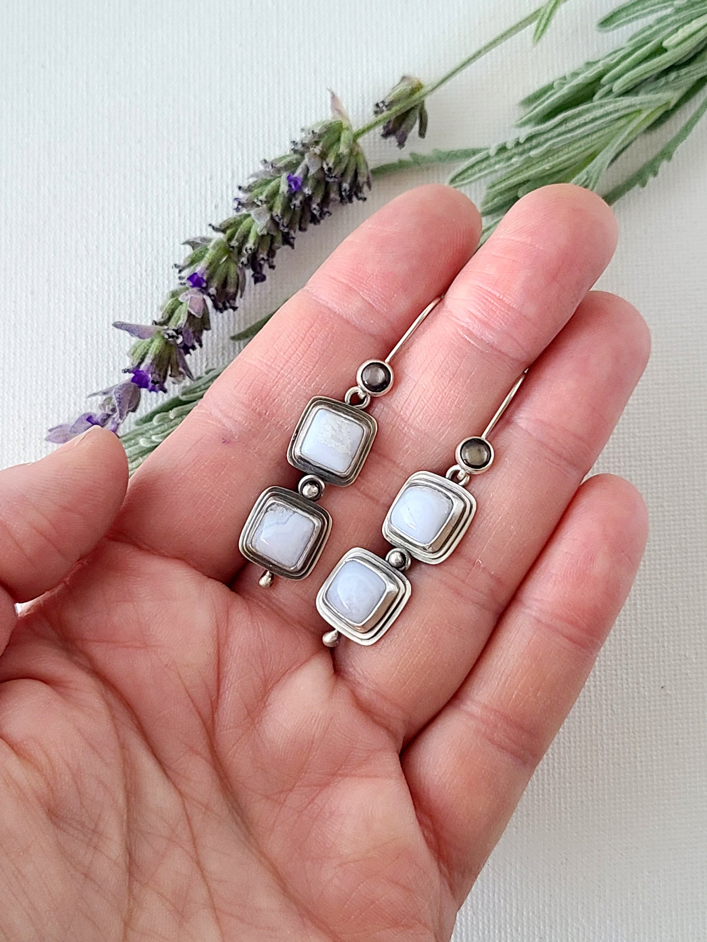 Blue Mist: Two Drop Dangle Earrings