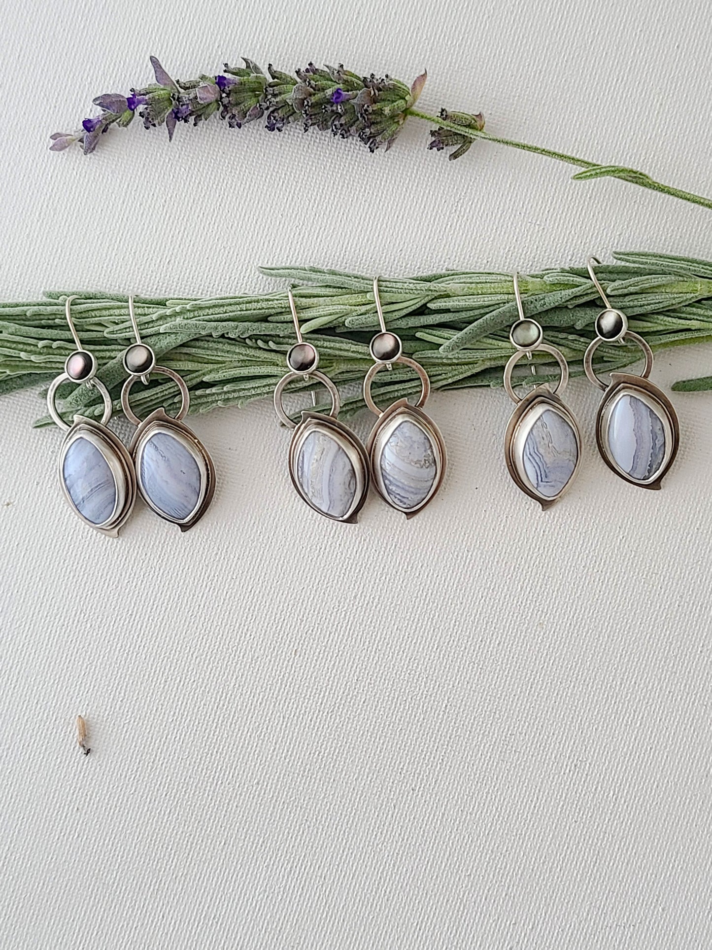 Blue Mist: Marquise Agate Earrings