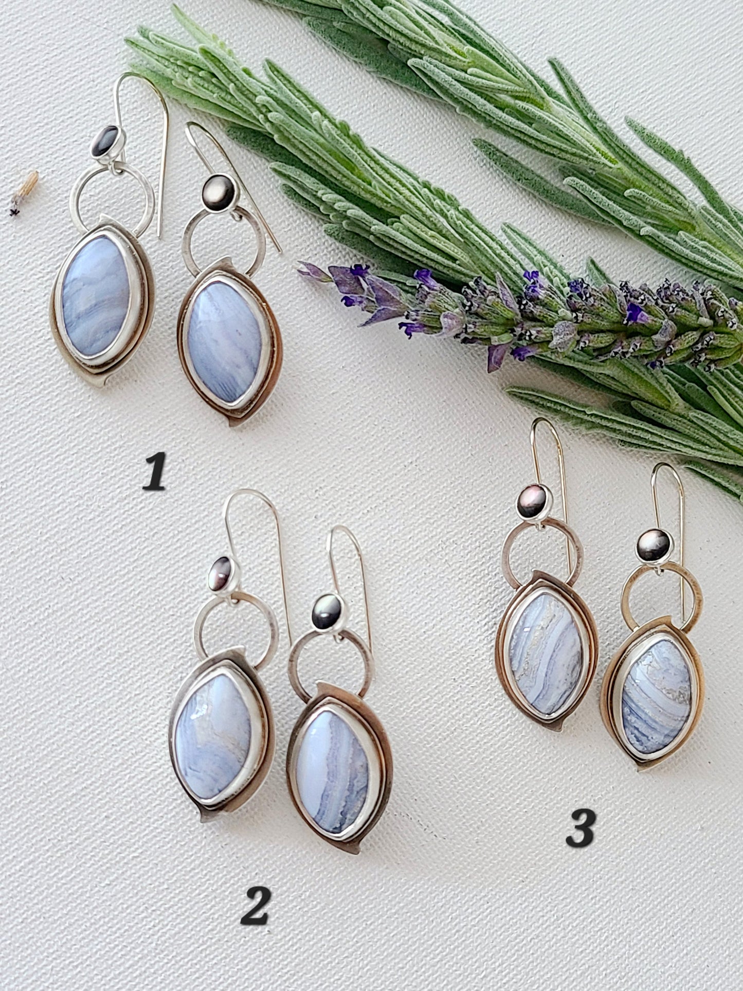 Blue Mist: Marquise Agate Earrings