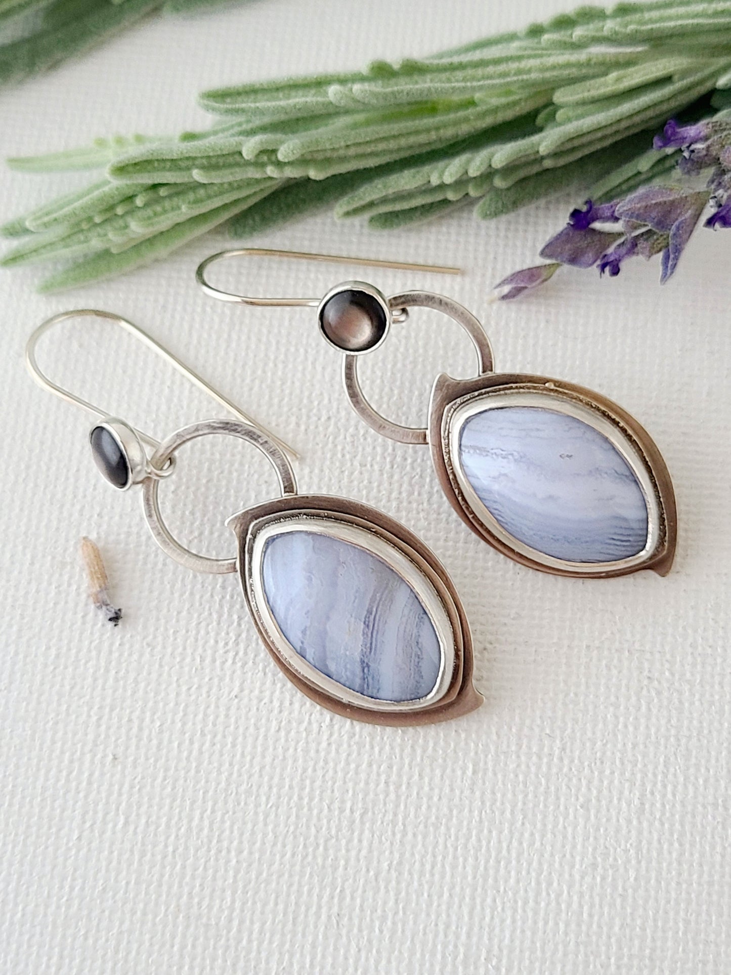 Blue Mist: Marquise Agate Earrings