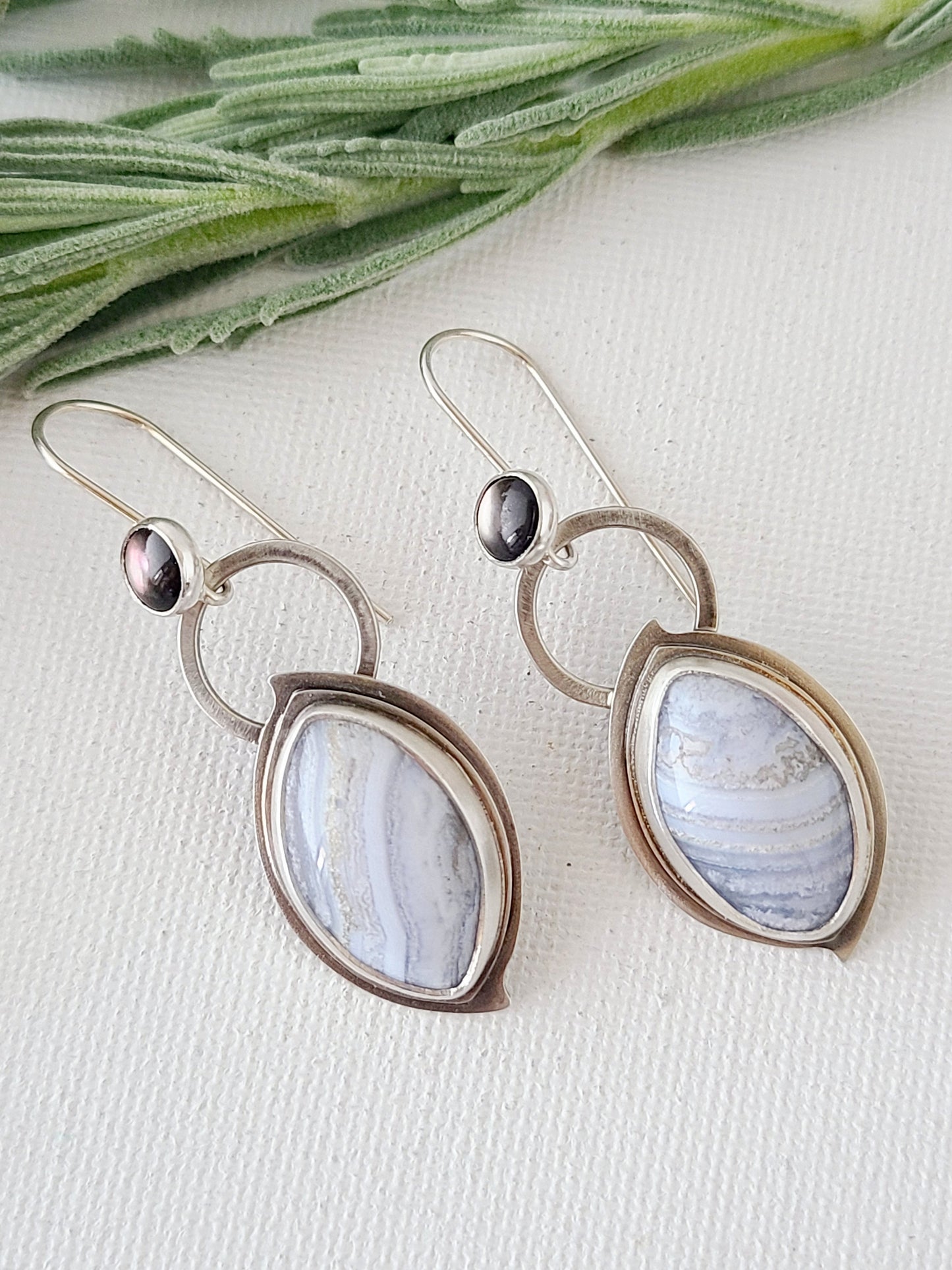 Blue Mist: Marquise Agate Earrings
