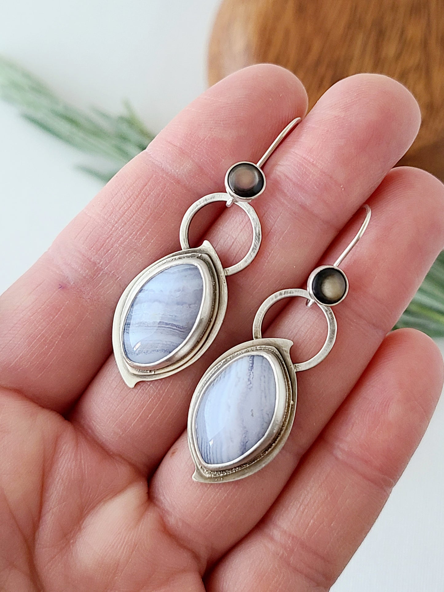 Blue Mist: Marquise Agate Earrings