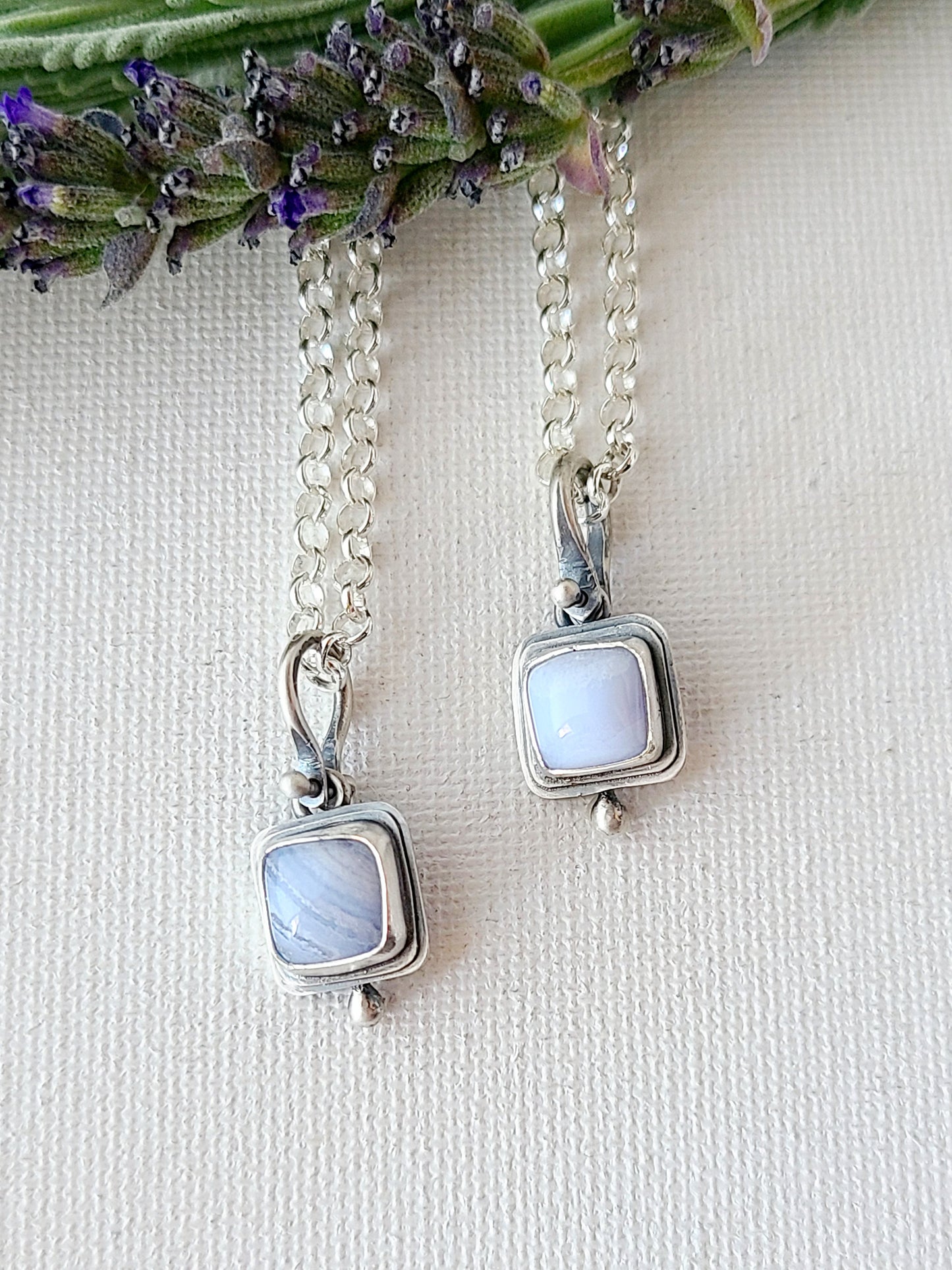 Blue Mist: Single Drop Agate Necklace