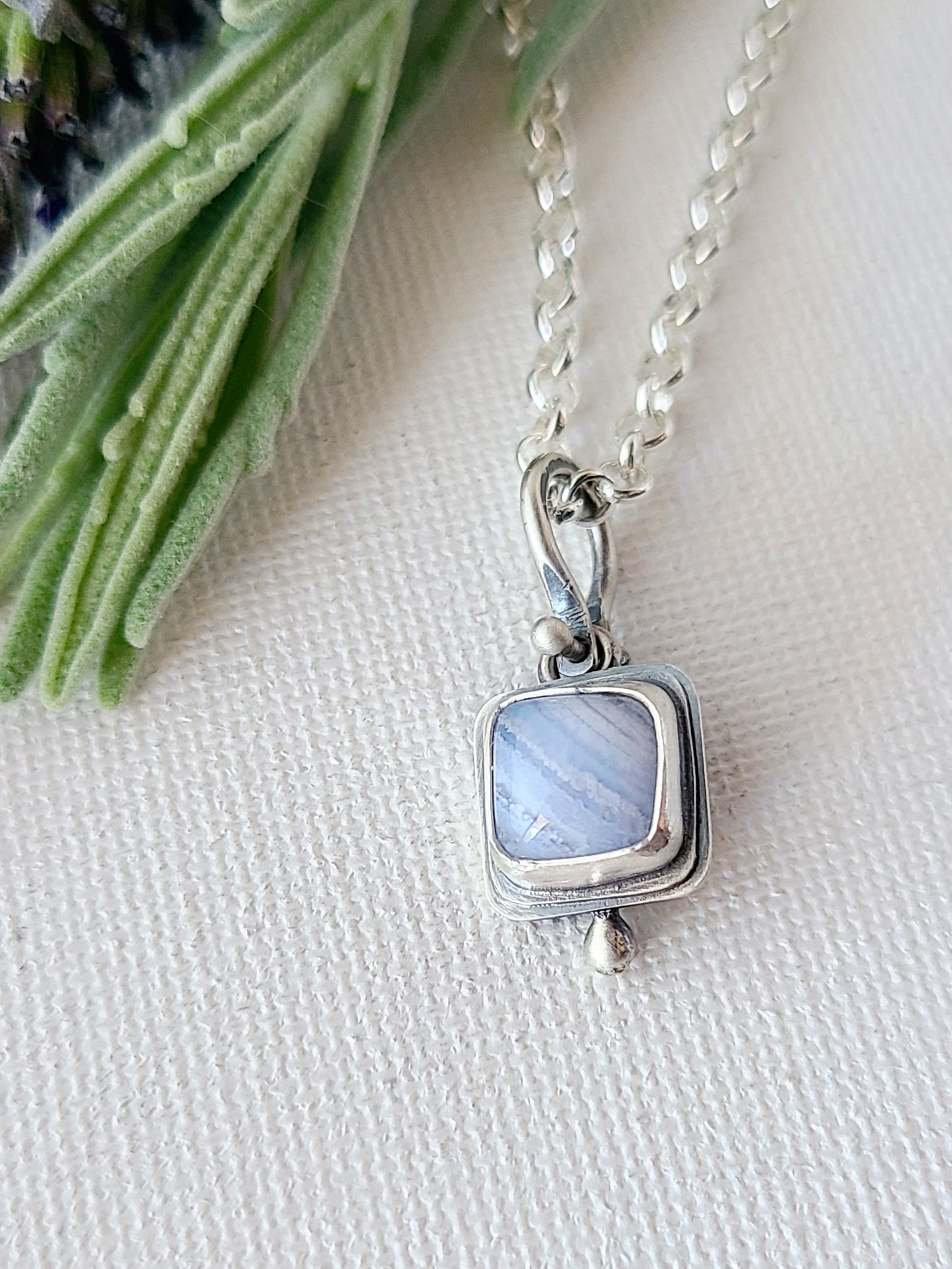 Blue Mist: Single Drop Agate Necklace