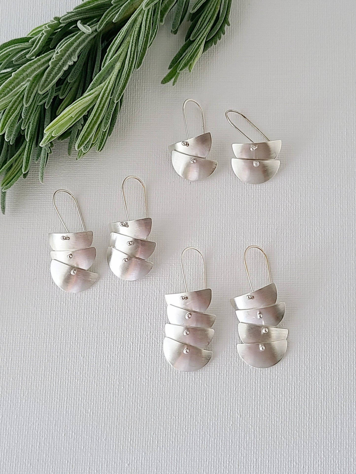 Petite Cascade Silver Earrings-2, 3, and 4 Tiers