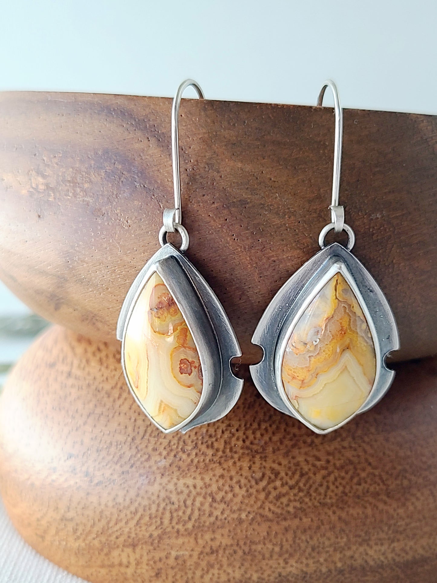 Navette Earrings-Australian Crazy Lace Agate