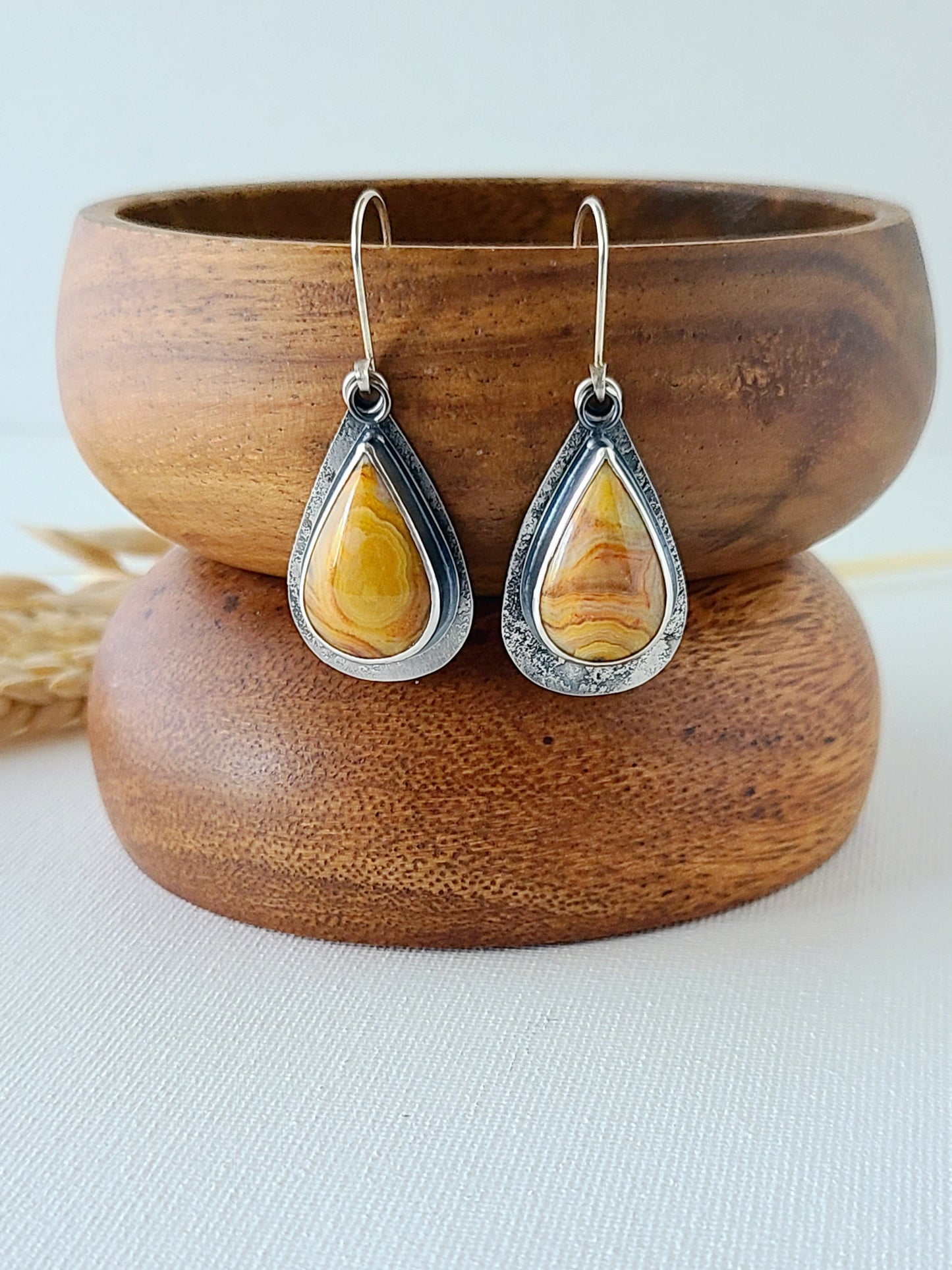 Ocaso Earrings-Teardrop Australian Crazy Lace Agate