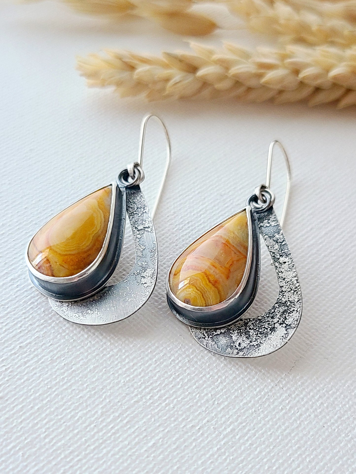 Ocaso Earrings-Teardrop Australian Crazy Lace Agate