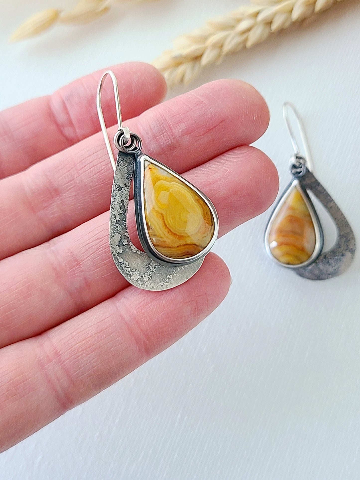 Ocaso Earrings-Teardrop Australian Crazy Lace Agate