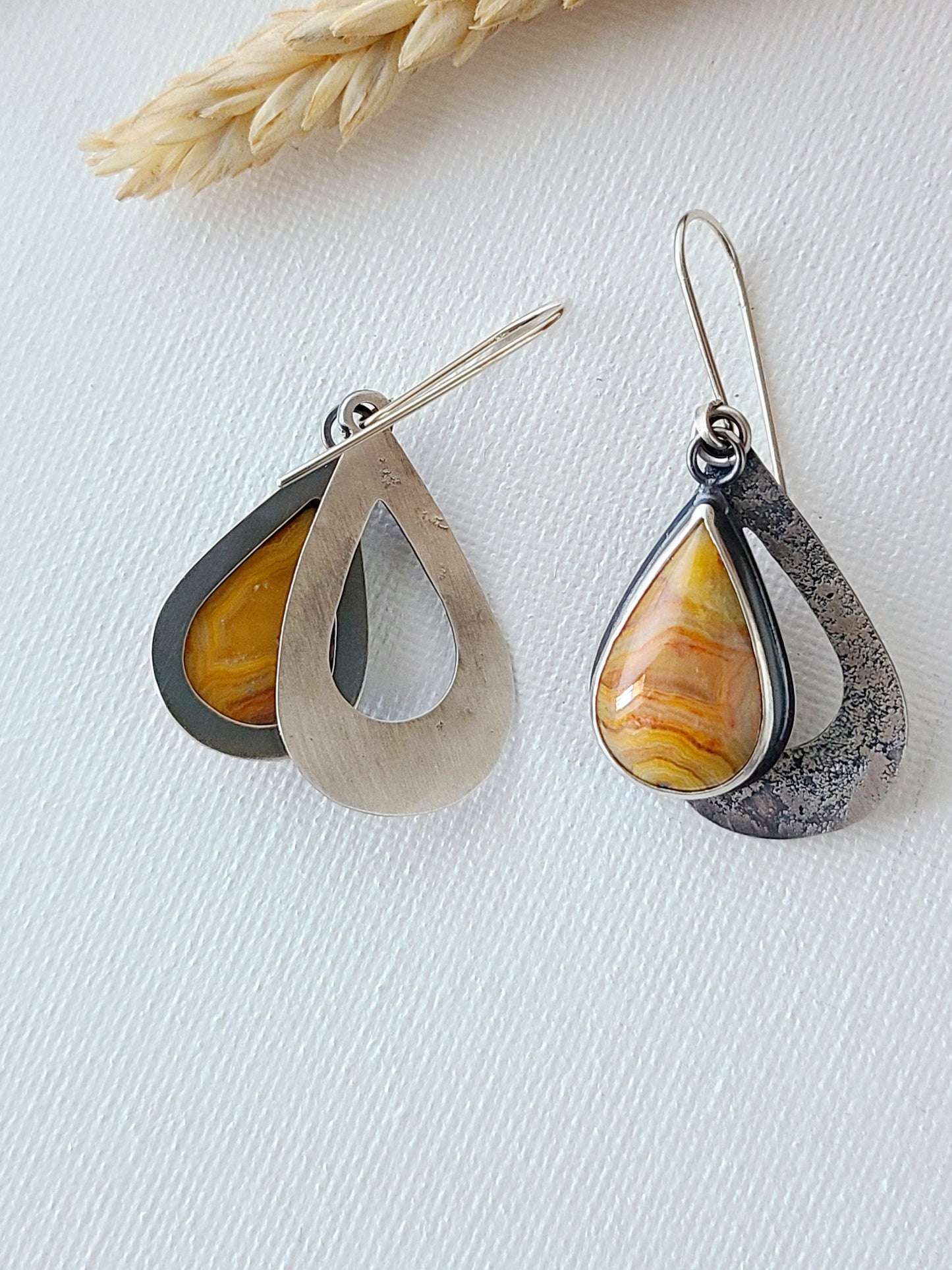 Ocaso Earrings-Teardrop Australian Crazy Lace Agate