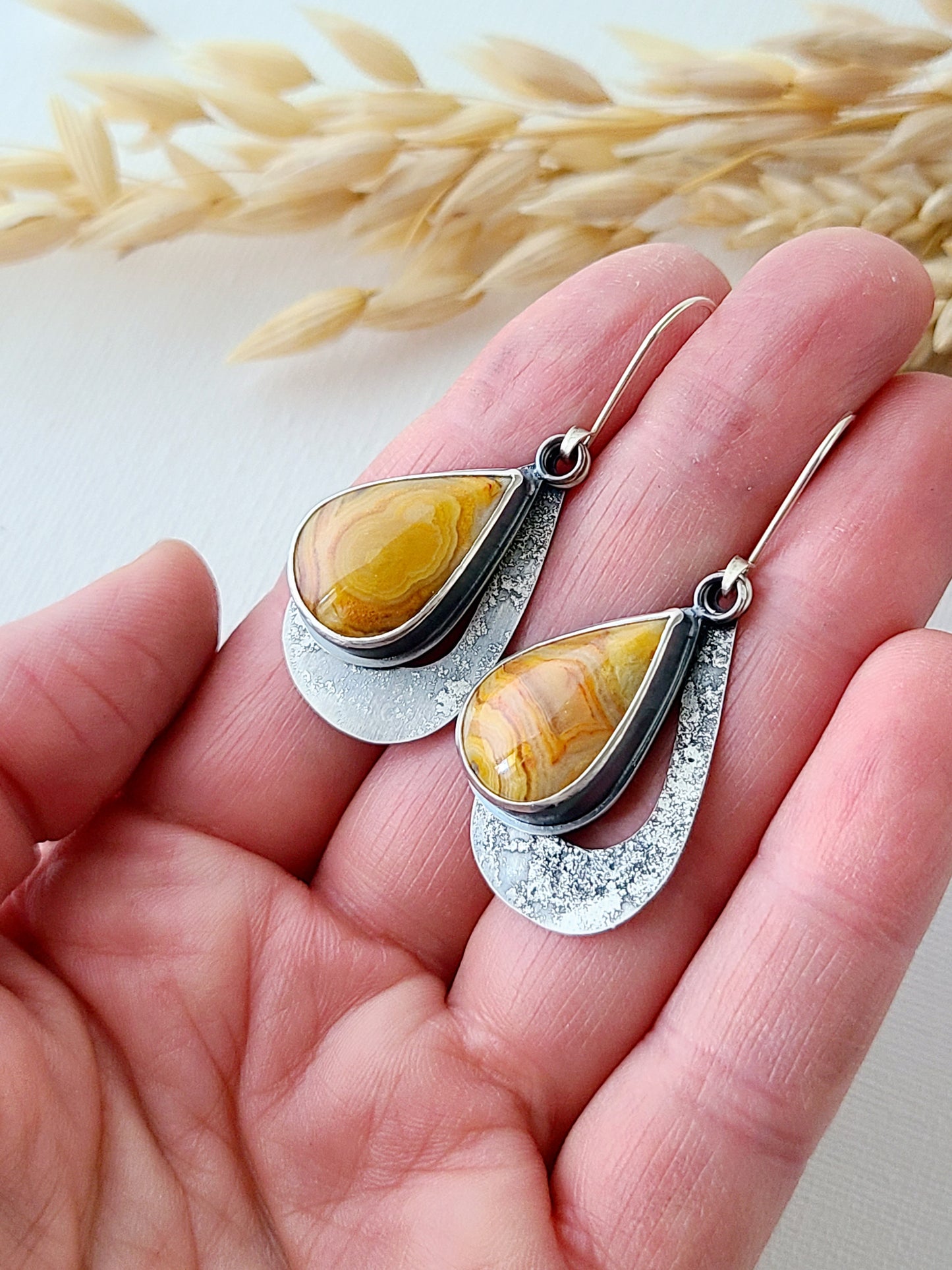 Ocaso Earrings-Teardrop Australian Crazy Lace Agate