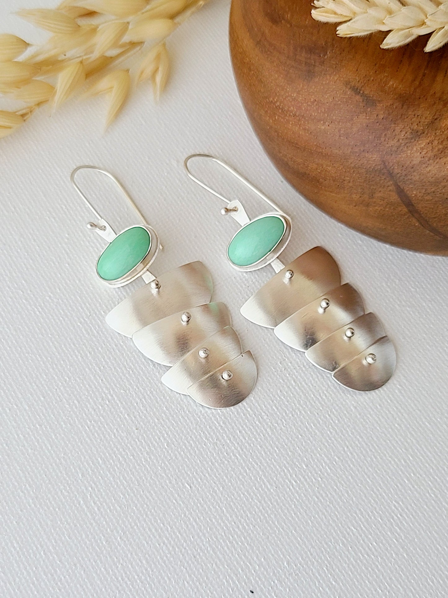 Rill Earrings with Variscite