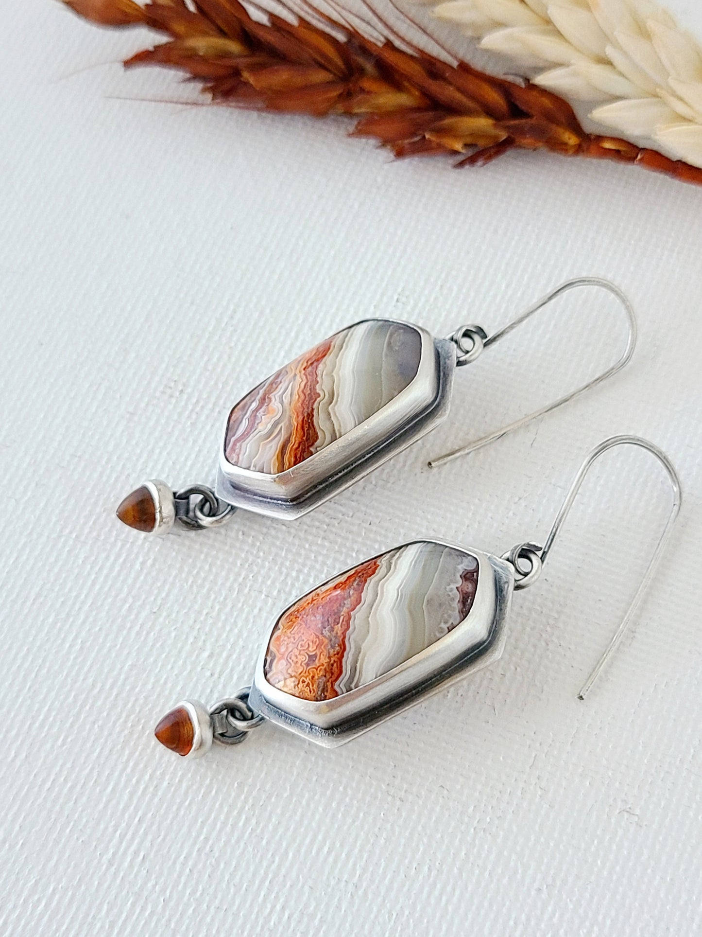 Rincon Lace Agate and citrine earrings