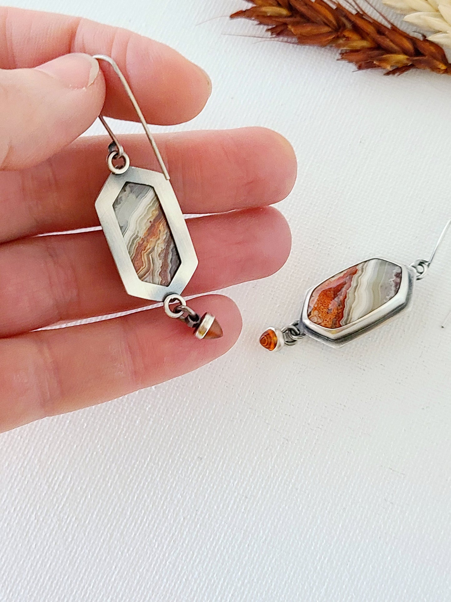 Rincon Lace Agate and citrine earrings