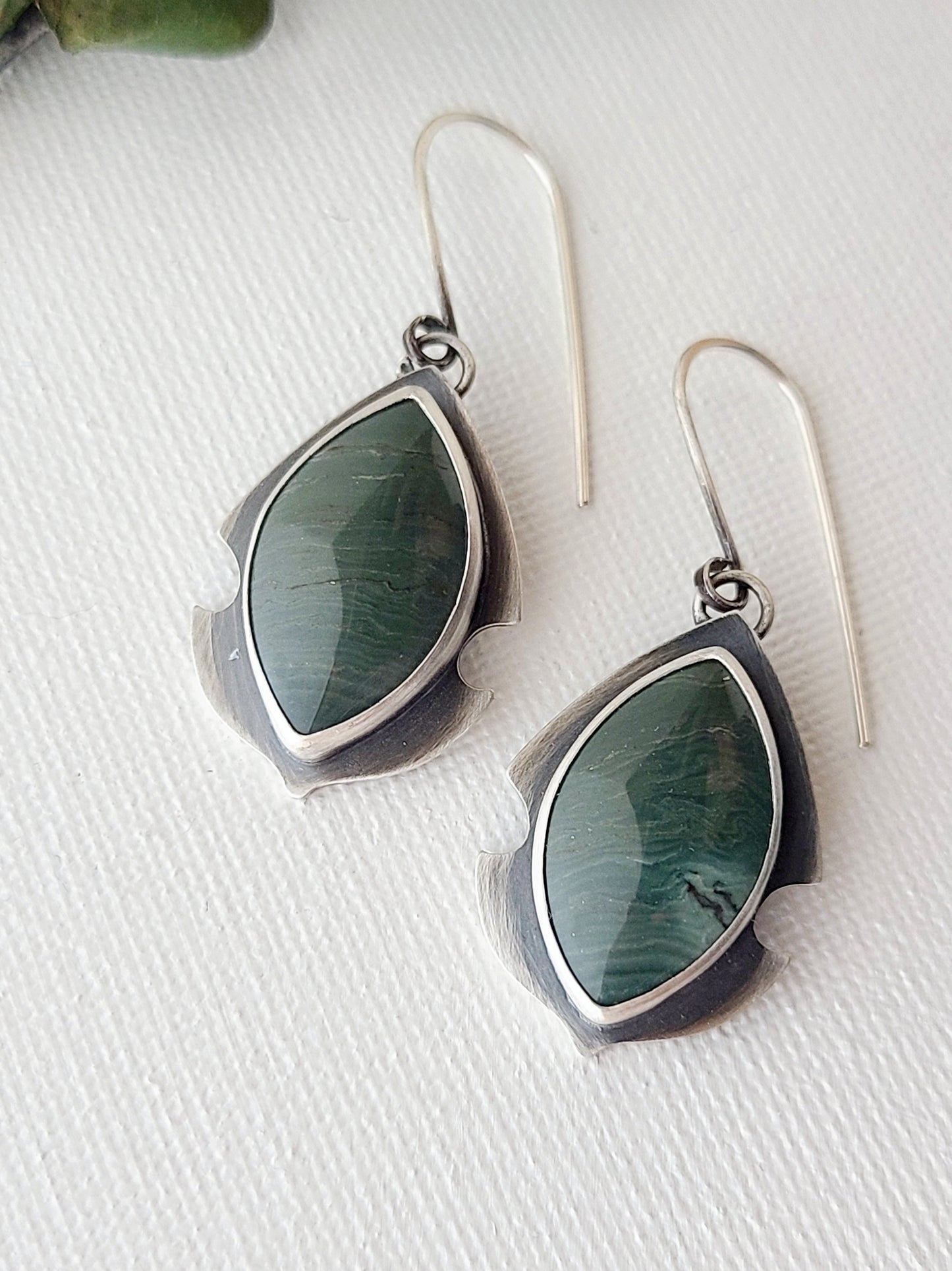 Wind and Water Navette earrings-dark teal Jasper