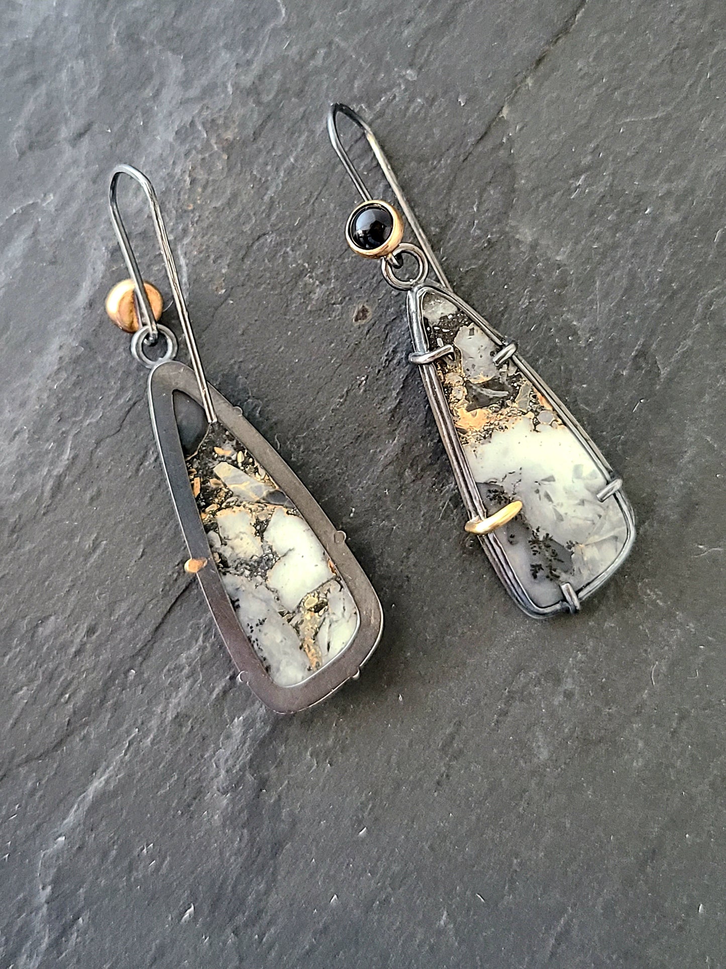 Maligano Jasper and Onyx earrings-SS/14k