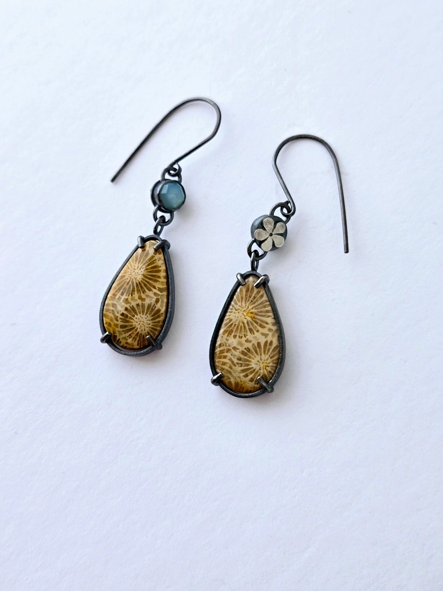 Flourish Earrings with Chalcedony