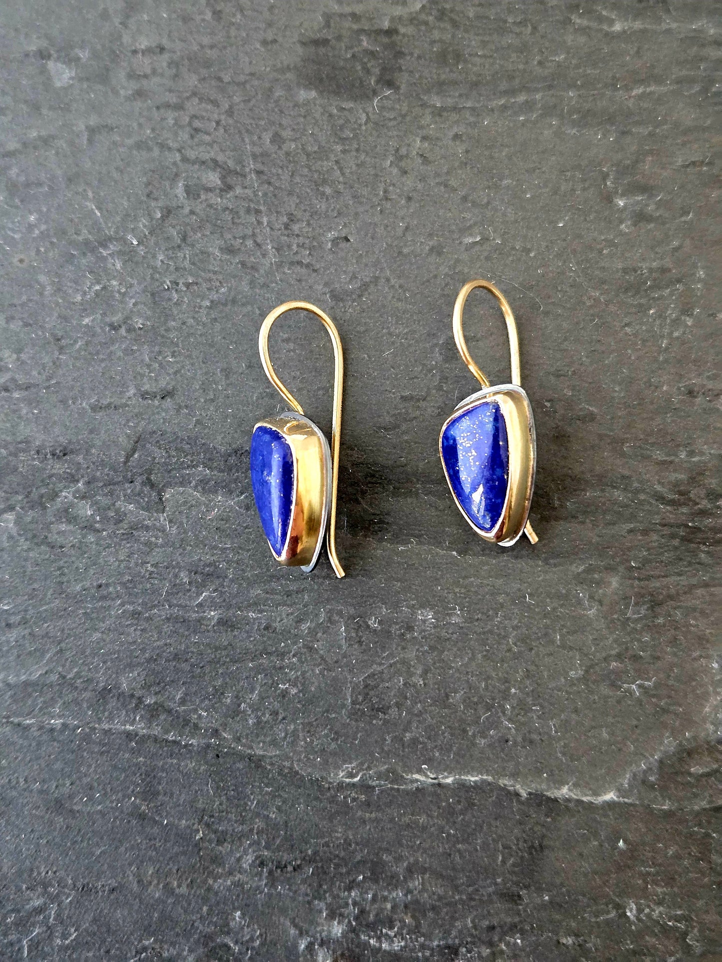 Lapis Drop Earrings-SS/14K