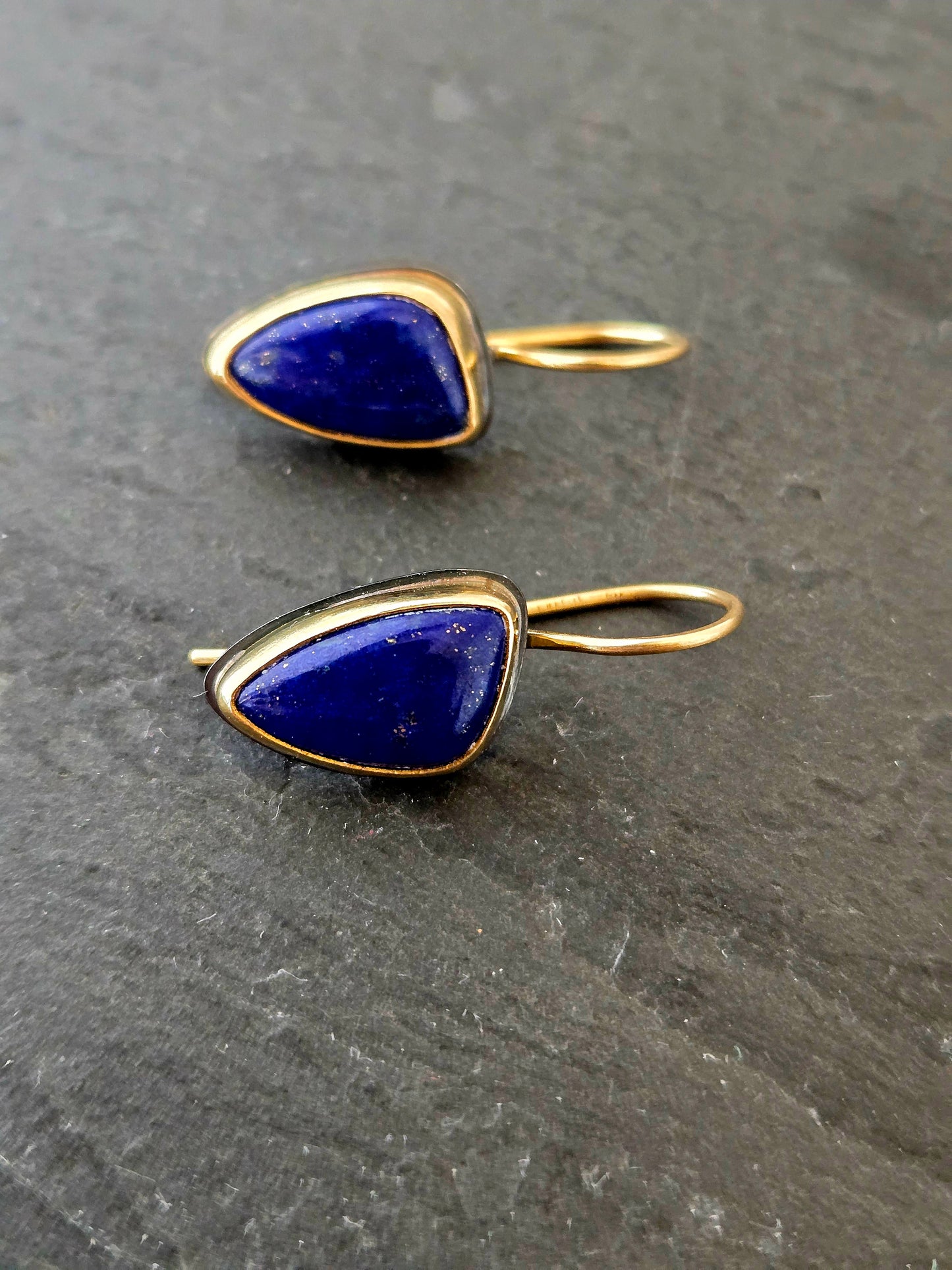 Lapis Drop Earrings-SS/14K