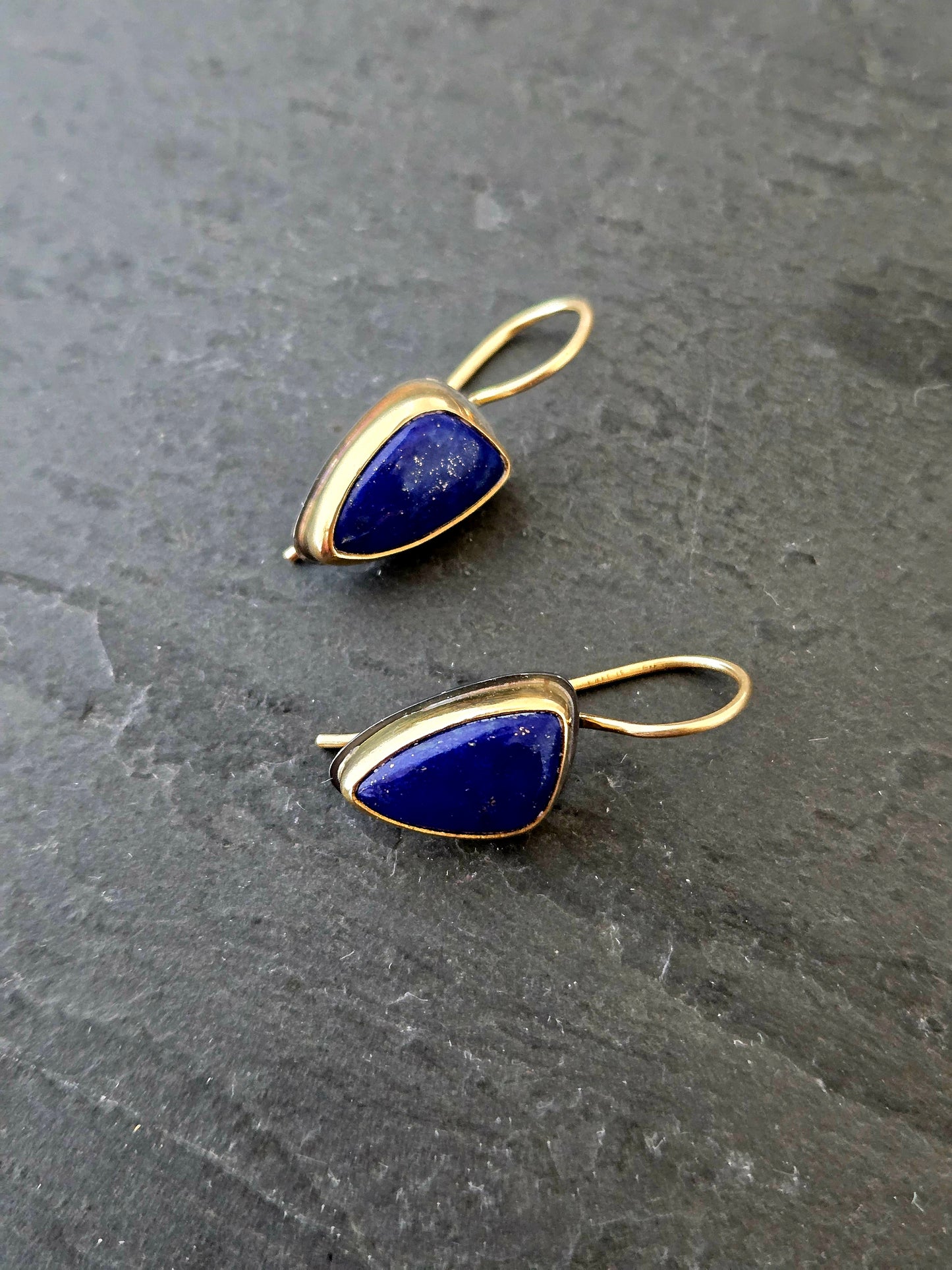 Lapis Drop Earrings-SS/14K