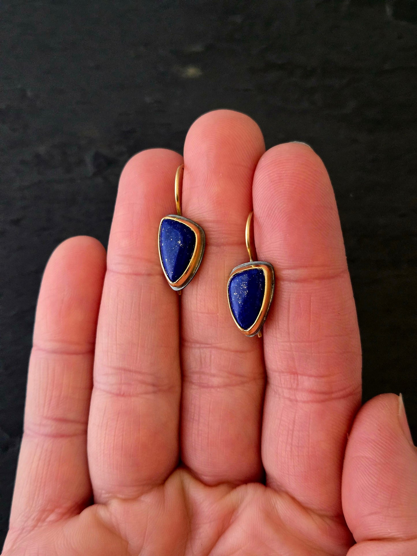 Lapis Drop Earrings-SS/14K
