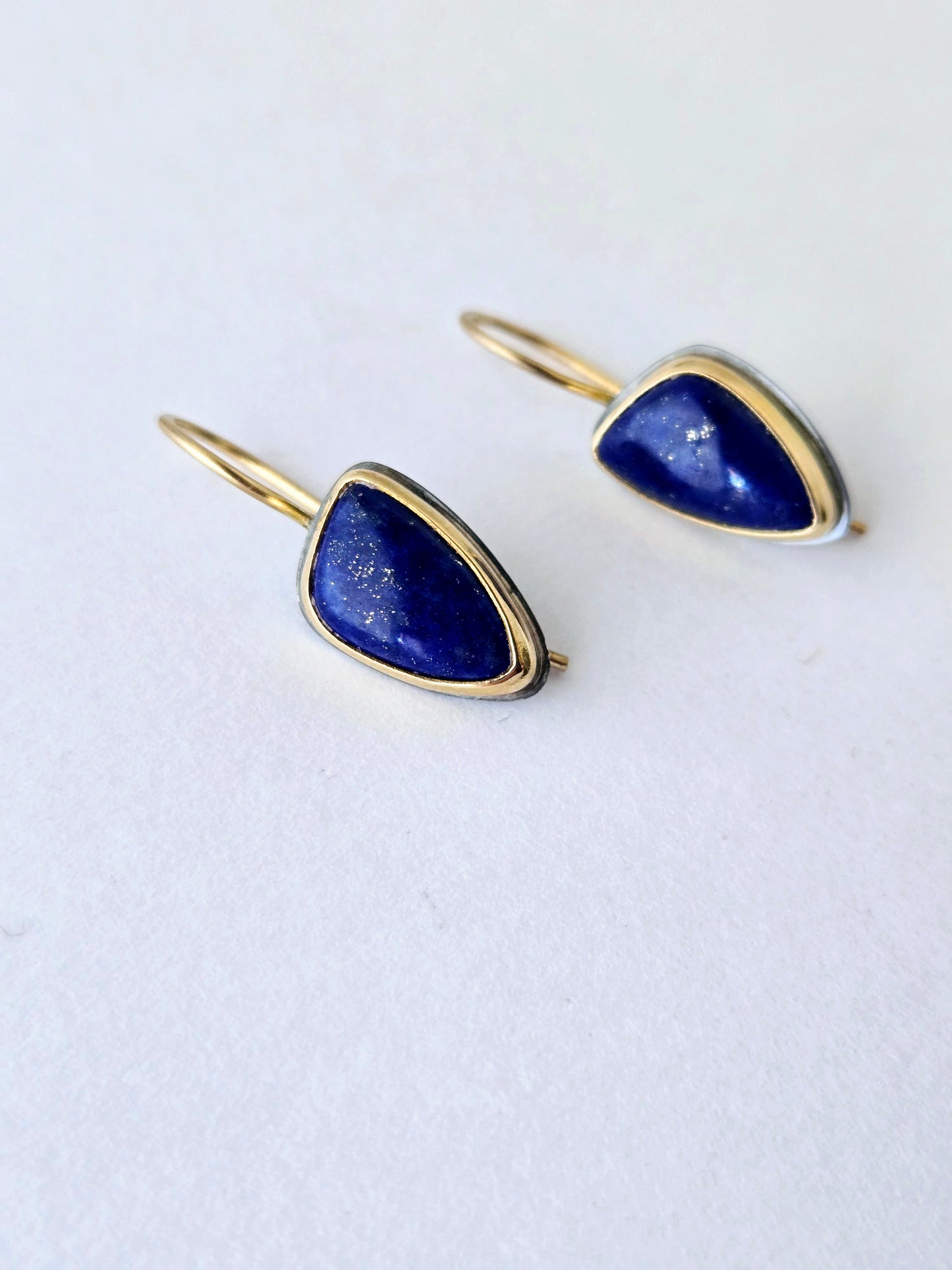 Lapis Drop Earrings-SS/14K