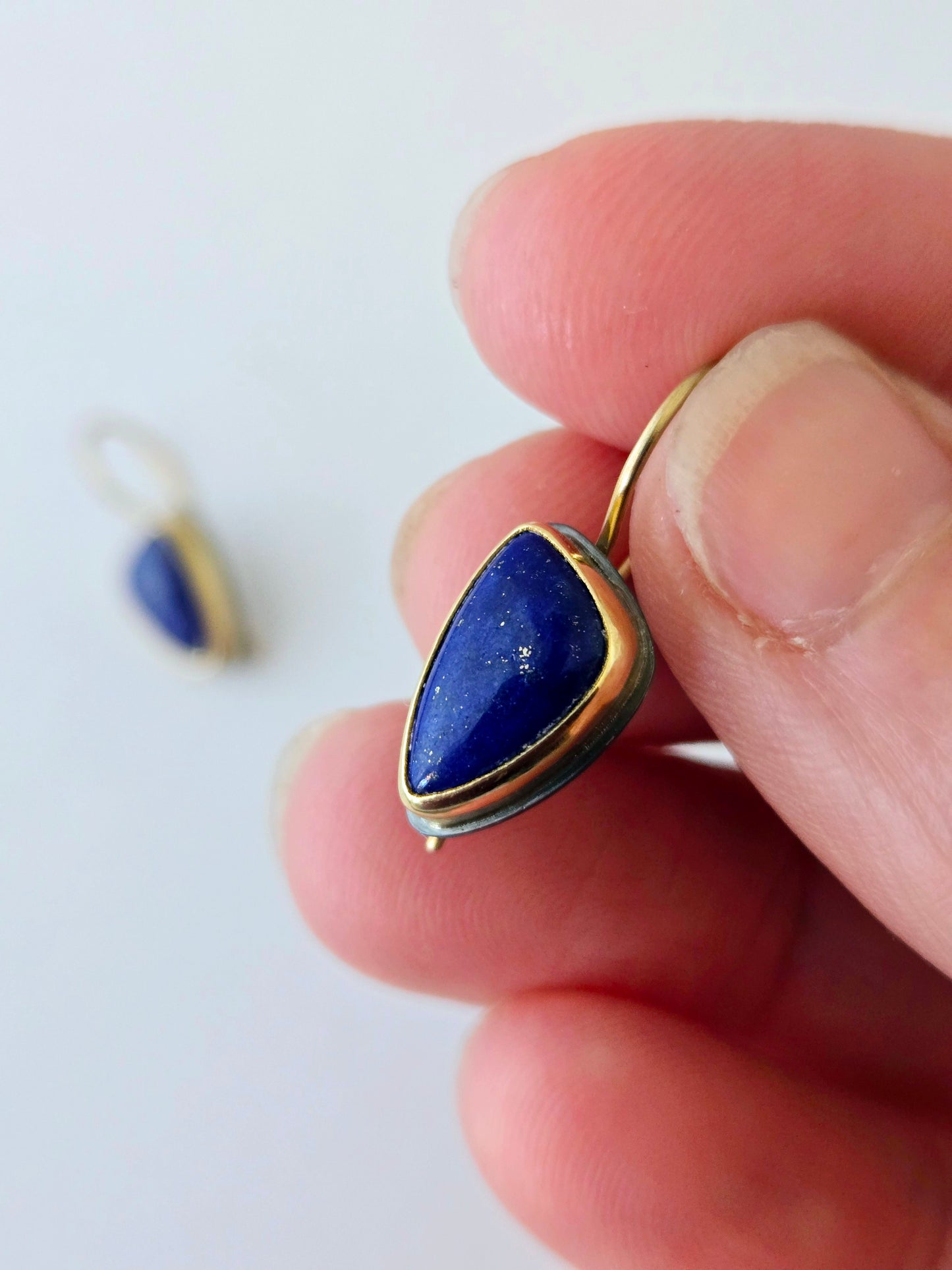 Lapis Drop Earrings-SS/14K