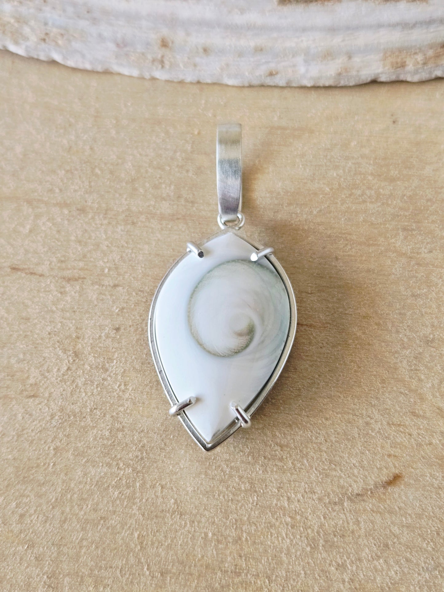 Reversible Spiral Shell Marquise charm/pendant