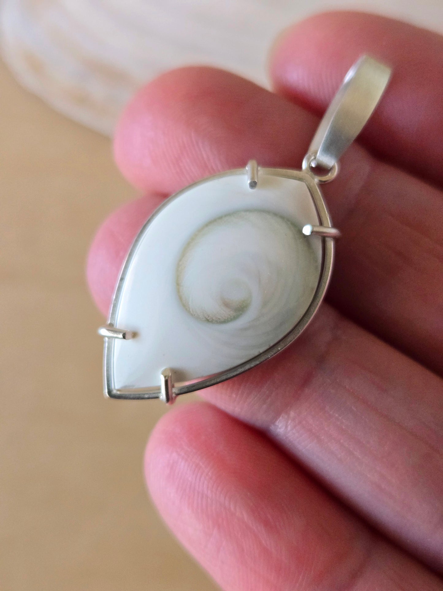 Reversible Spiral Shell Marquise charm/pendant