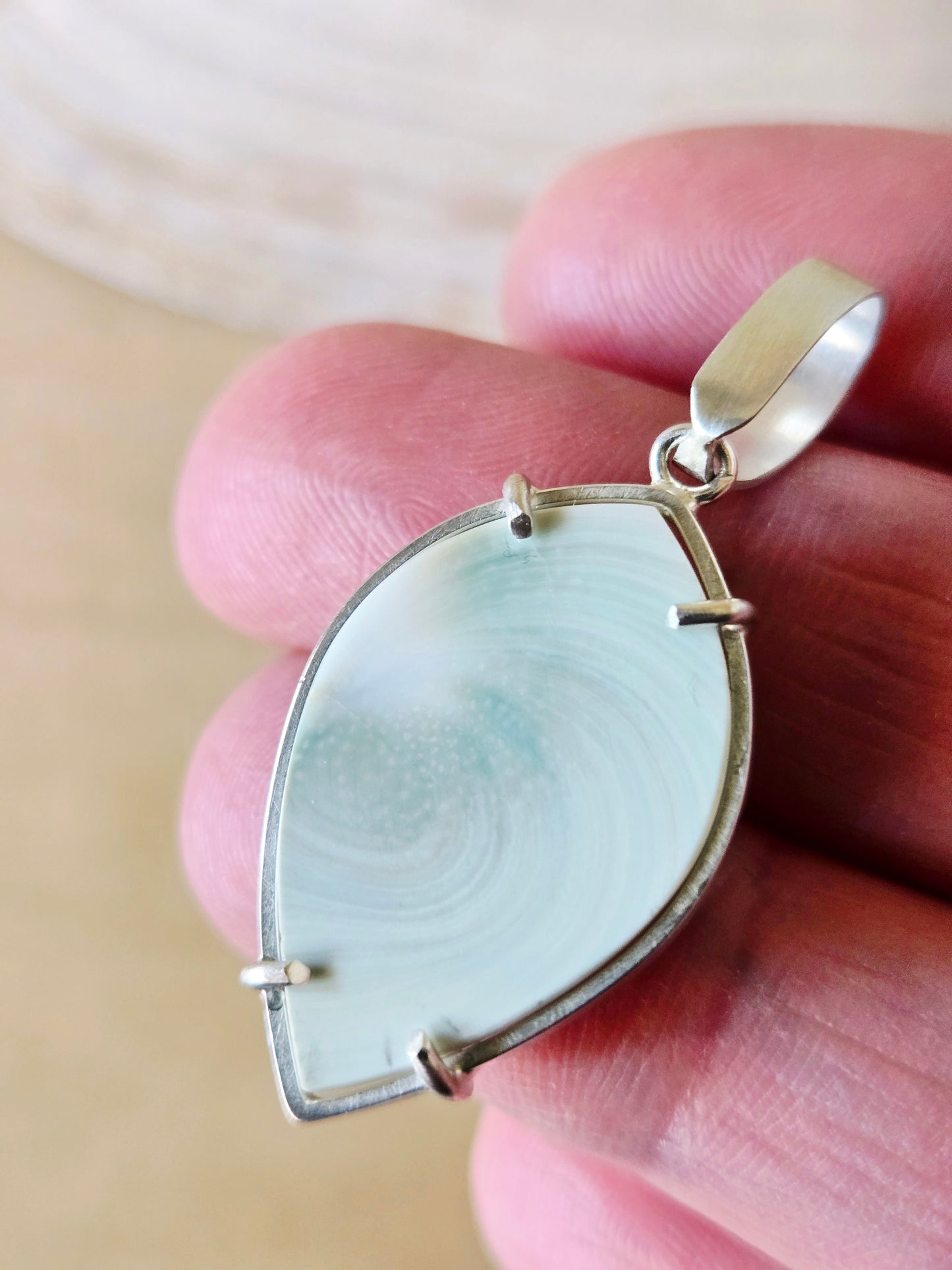 Reversible Spiral Shell Marquise charm/pendant