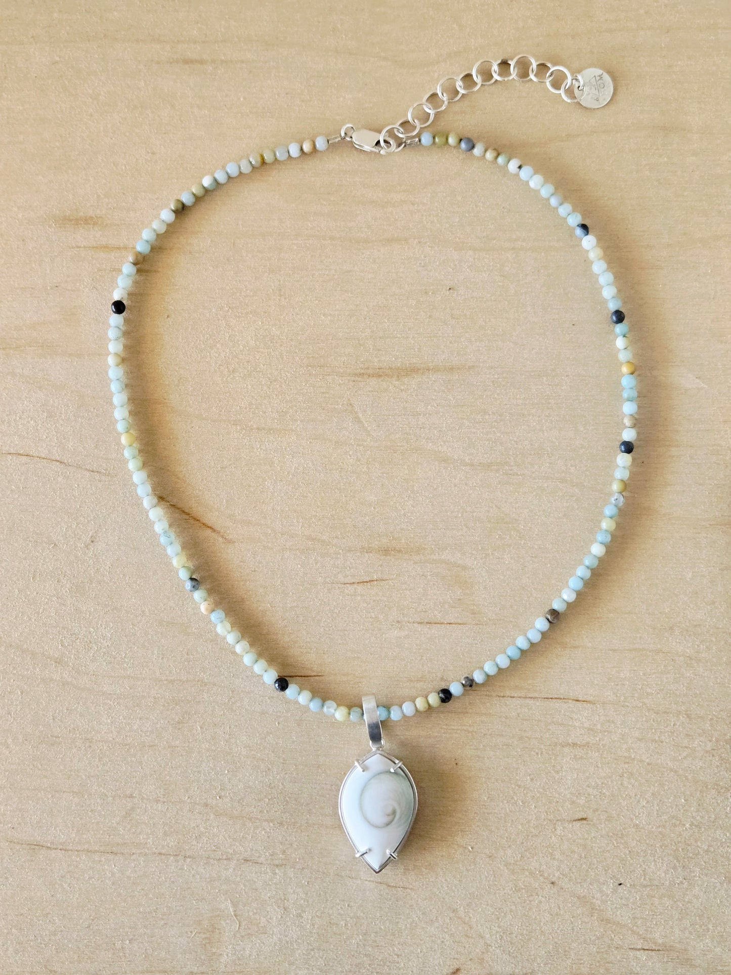 Reversible Spiral Shell Marquise charm/pendant