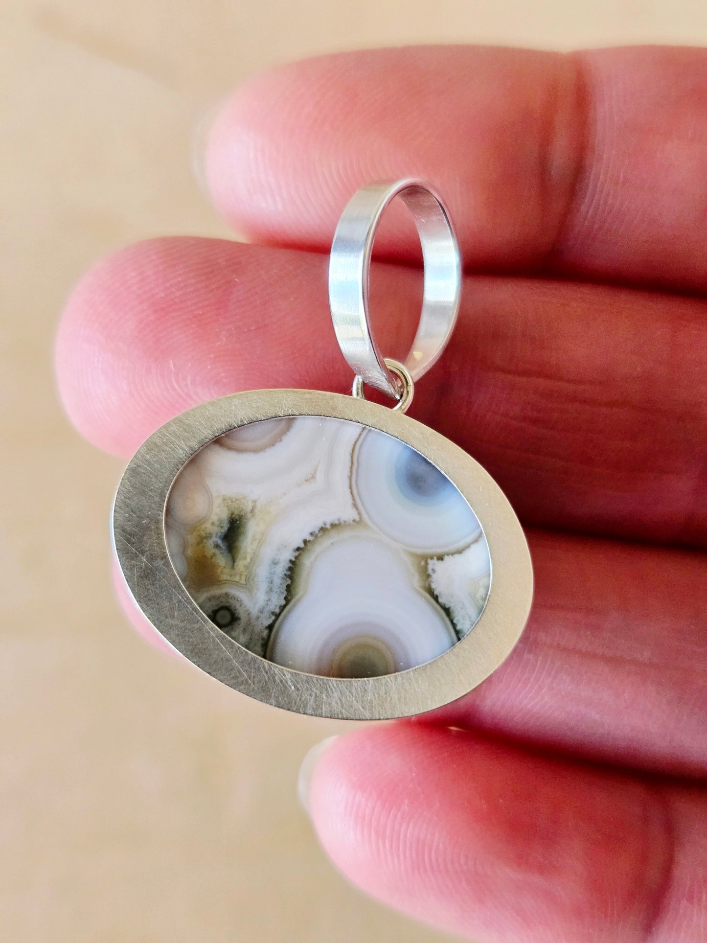 Ocean Jasper Oval charm/pendant horizontal