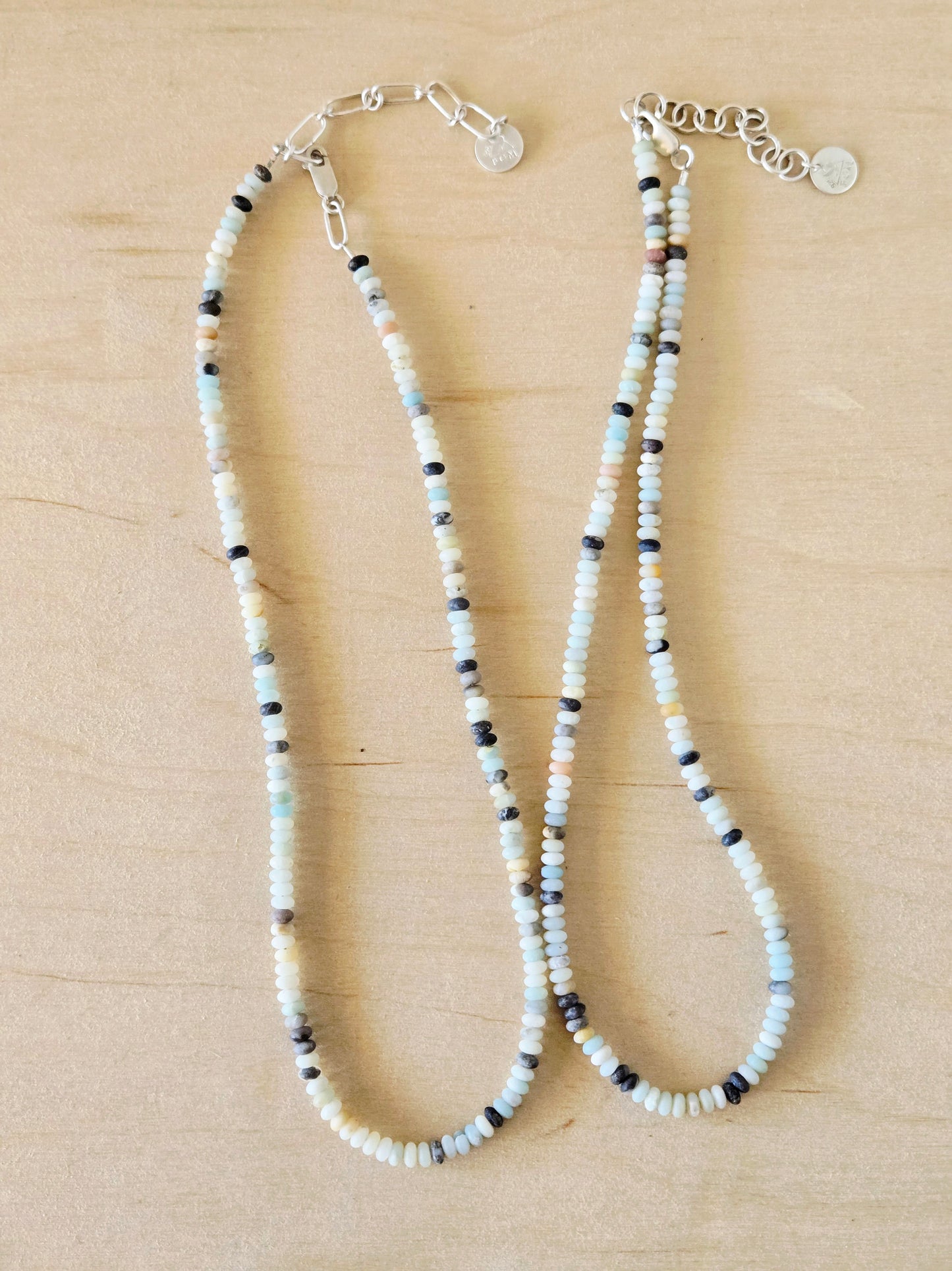 Amazonite beaded necklaces-Matte Rondelle beads