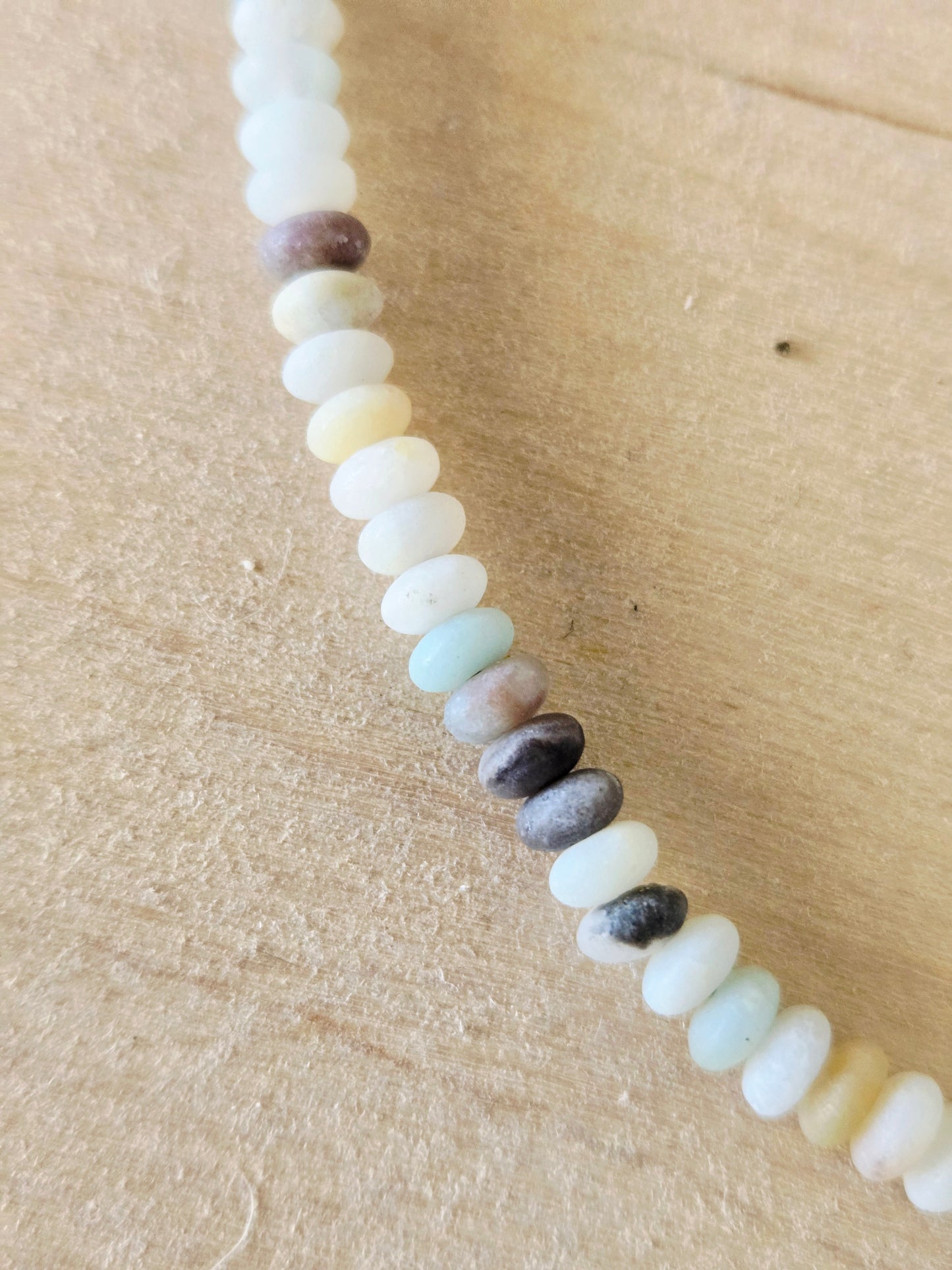 Amazonite beaded necklaces-Matte Rondelle beads